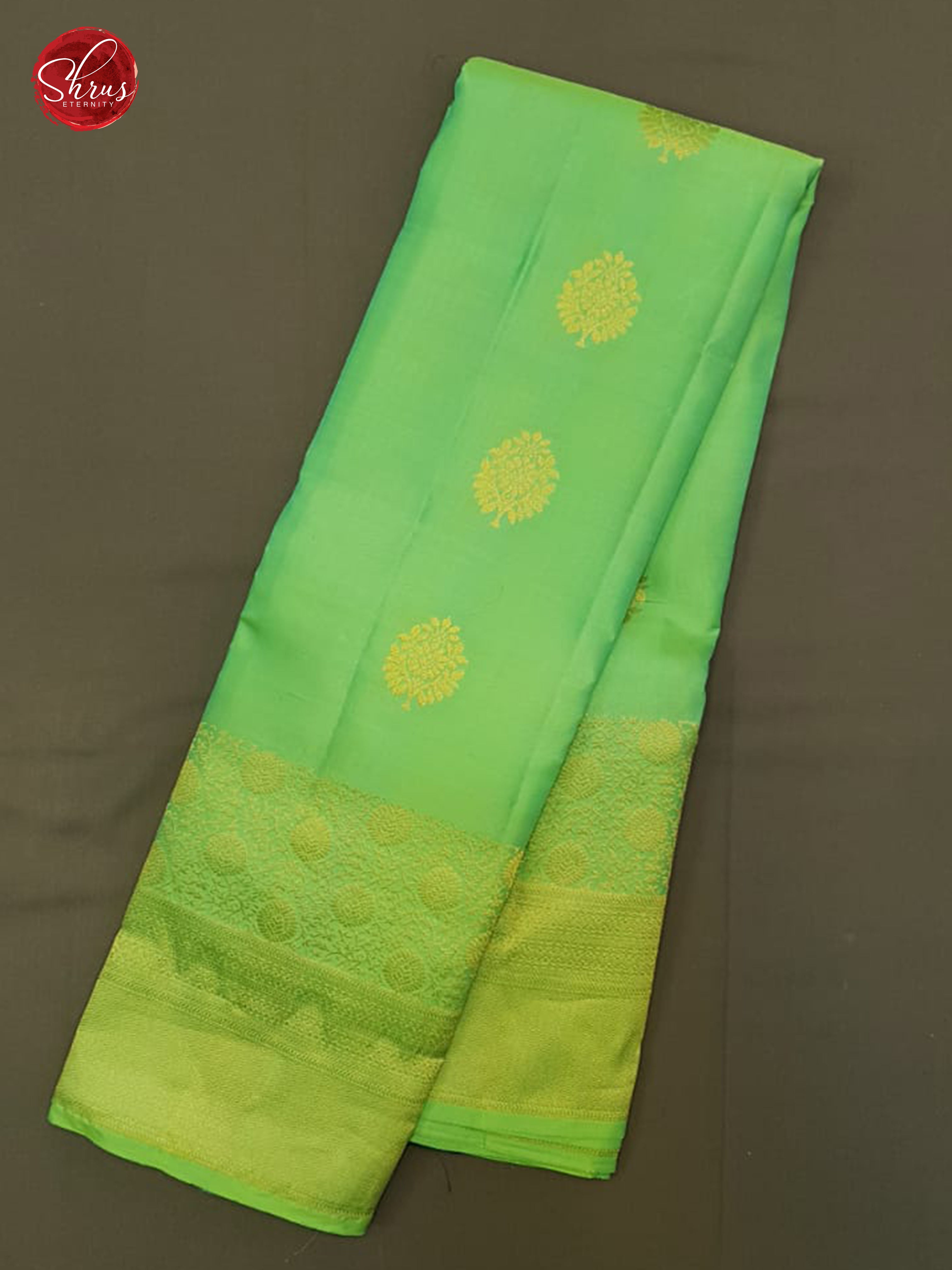 Green & Purple - Kanchipuram Silk with zari woven floral motifs on the body & Zari Border-2