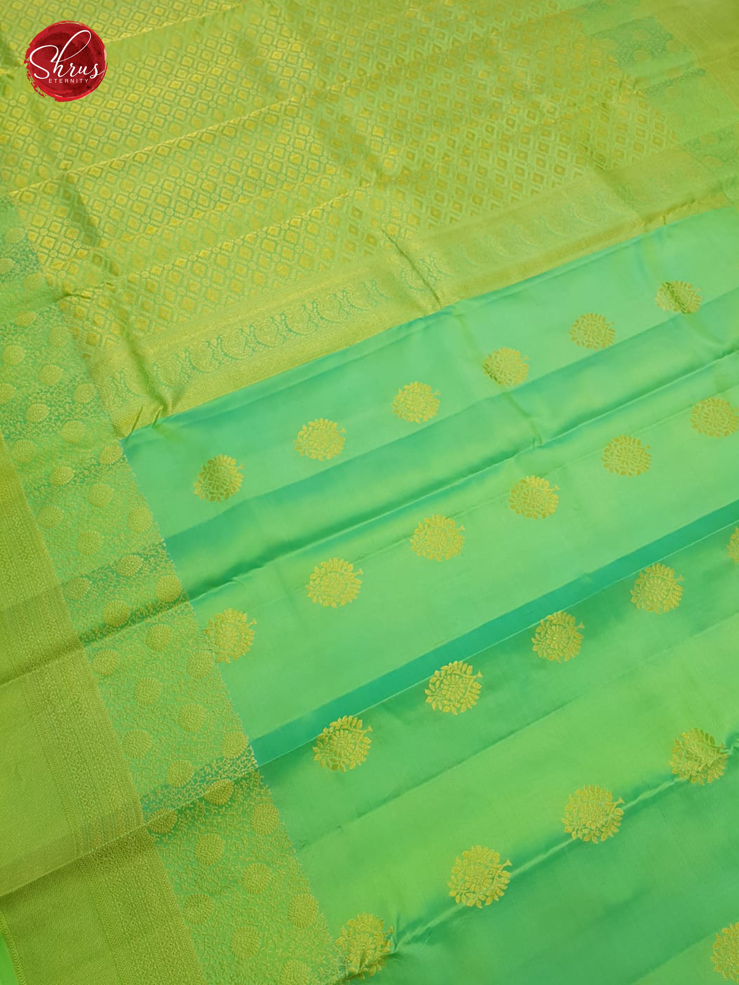 Green & Purple - Kanchipuram Silk with zari woven floral motifs on the body & Zari Border-4