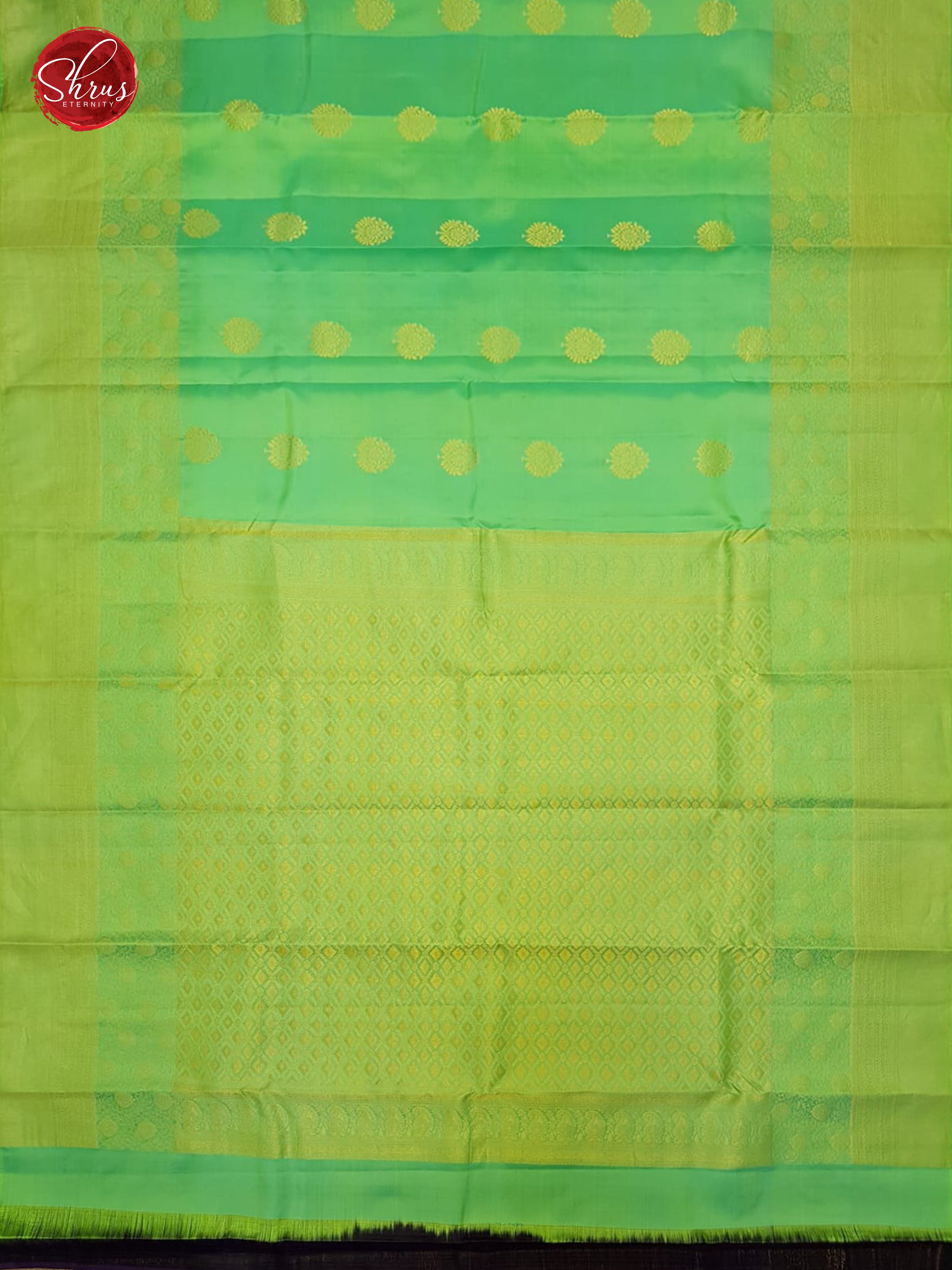 Green & Purple - Kanchipuram Silk with zari woven floral motifs on the body & Zari Border-3