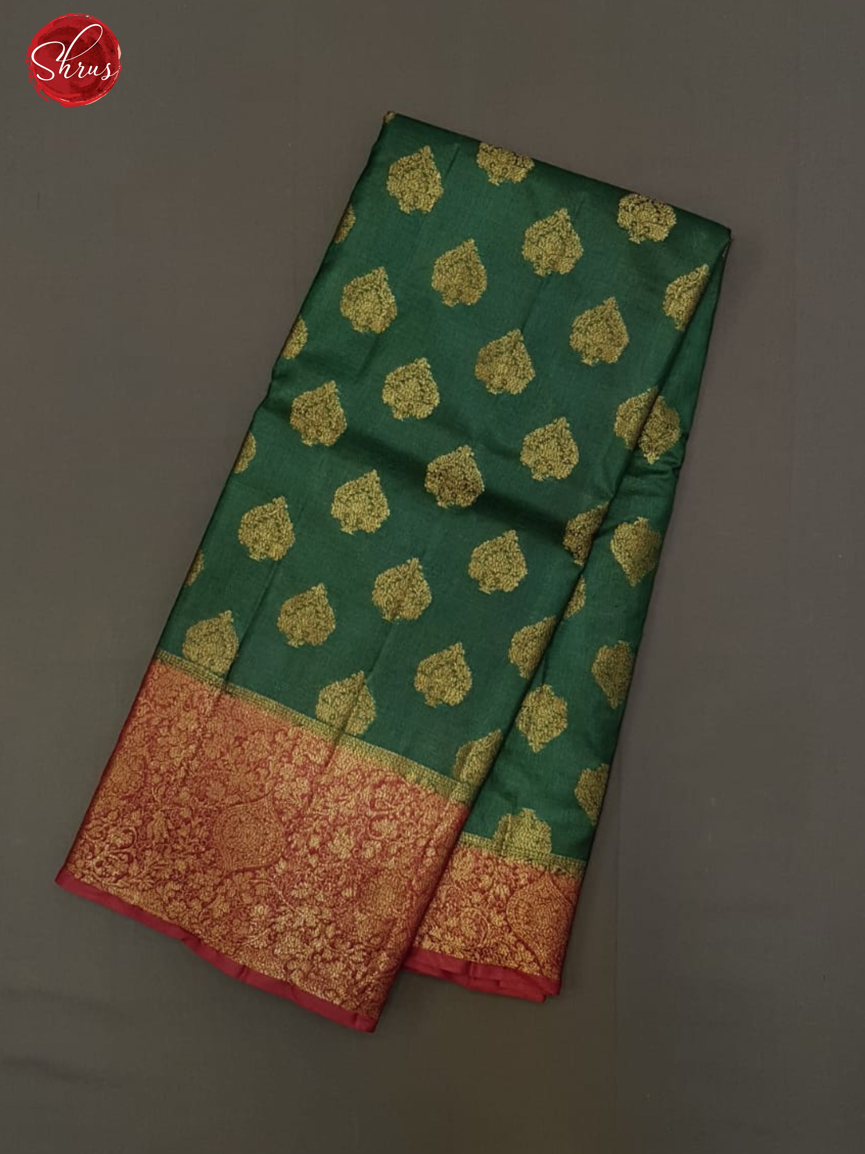 Green & Maroon - Tussar with zari woven floral motifs on the body & Zari Border - Shop on ShrusEternity.com