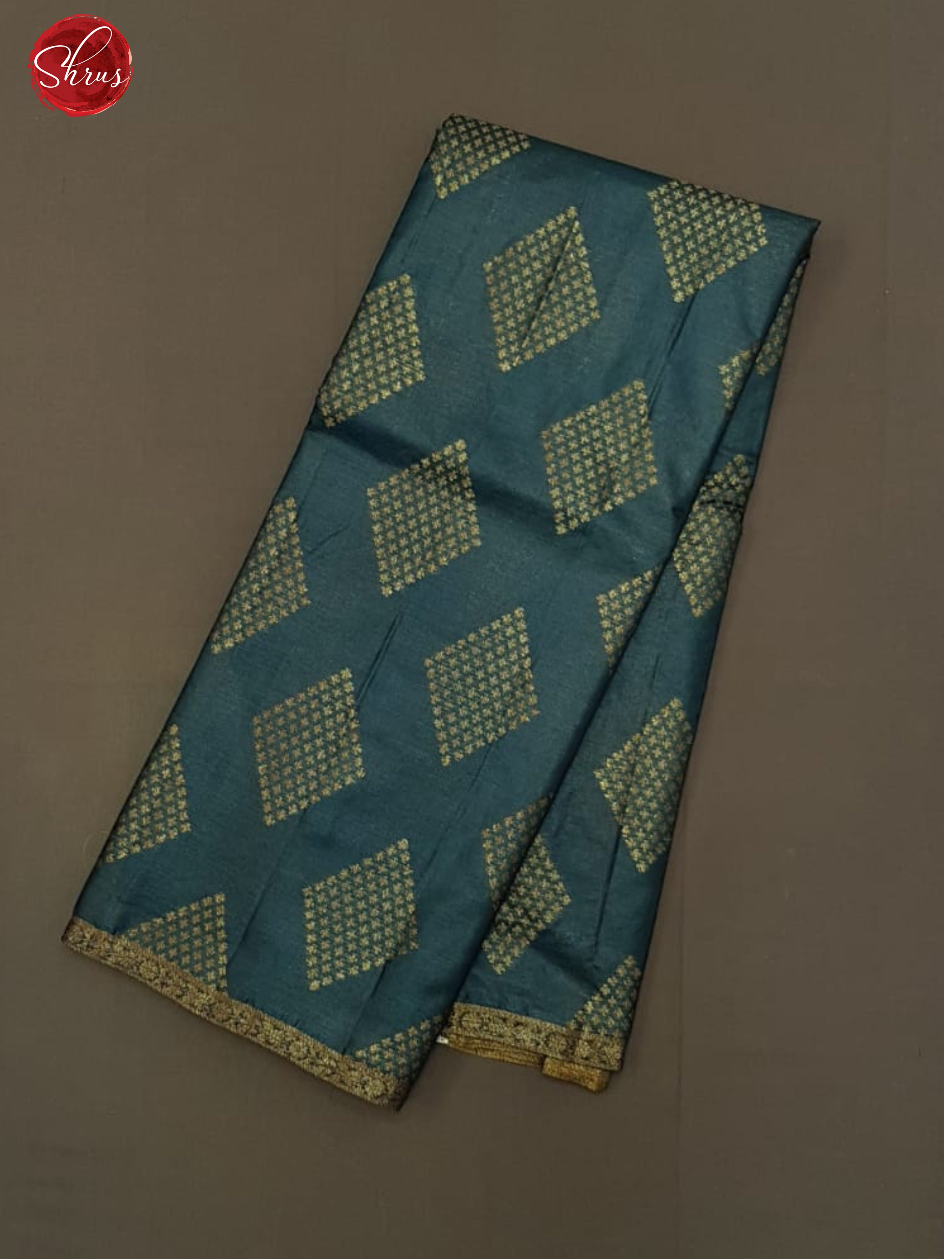 Aqua & Grey -Borderless Tussar with zari woven criss cross floral motifs on the body - Shop on ShrusEternity.com
