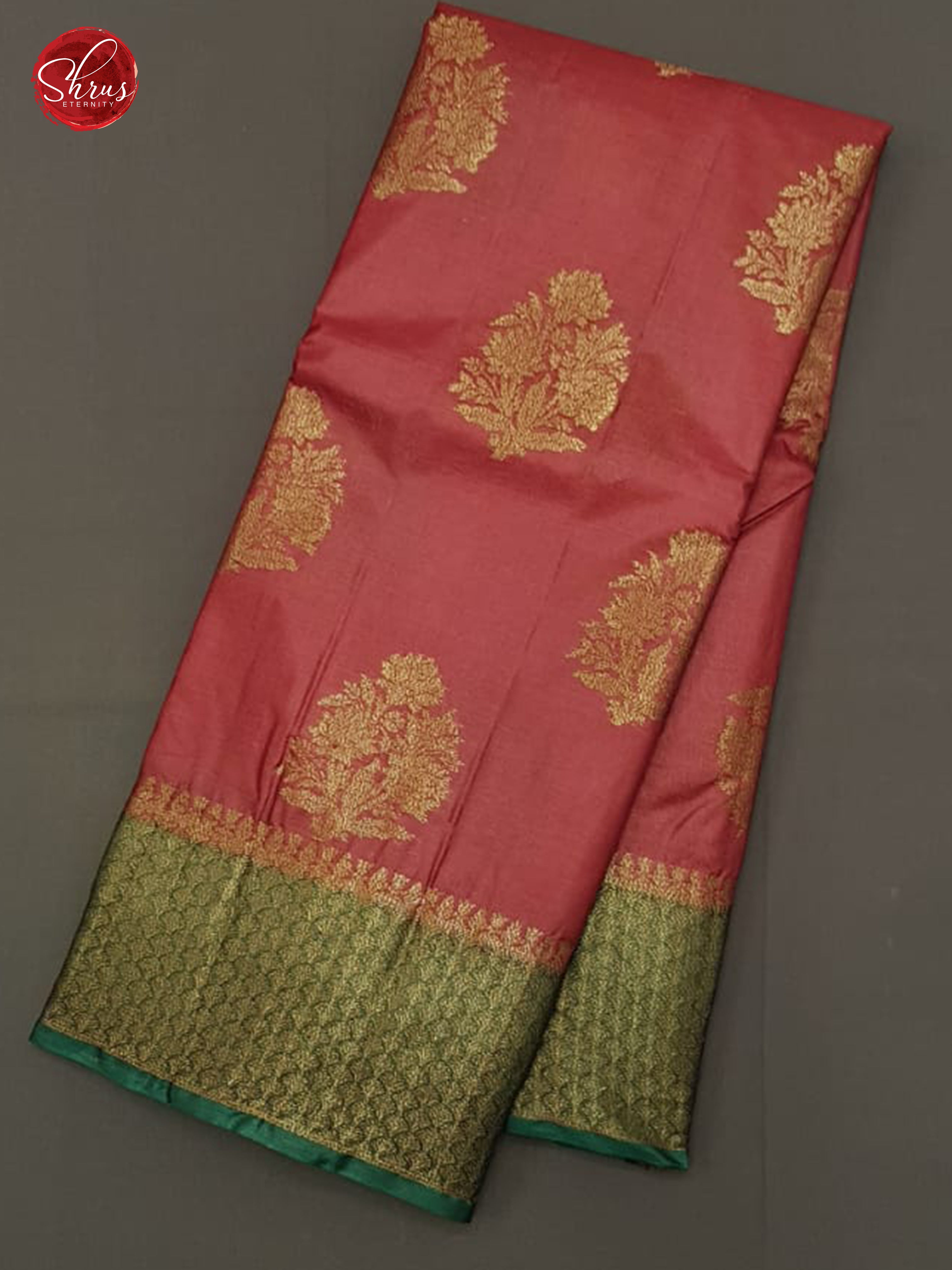 Red & Green- Tussar with zari woven floral motifs on the body & Zari Border - Shop on ShrusEternity.com