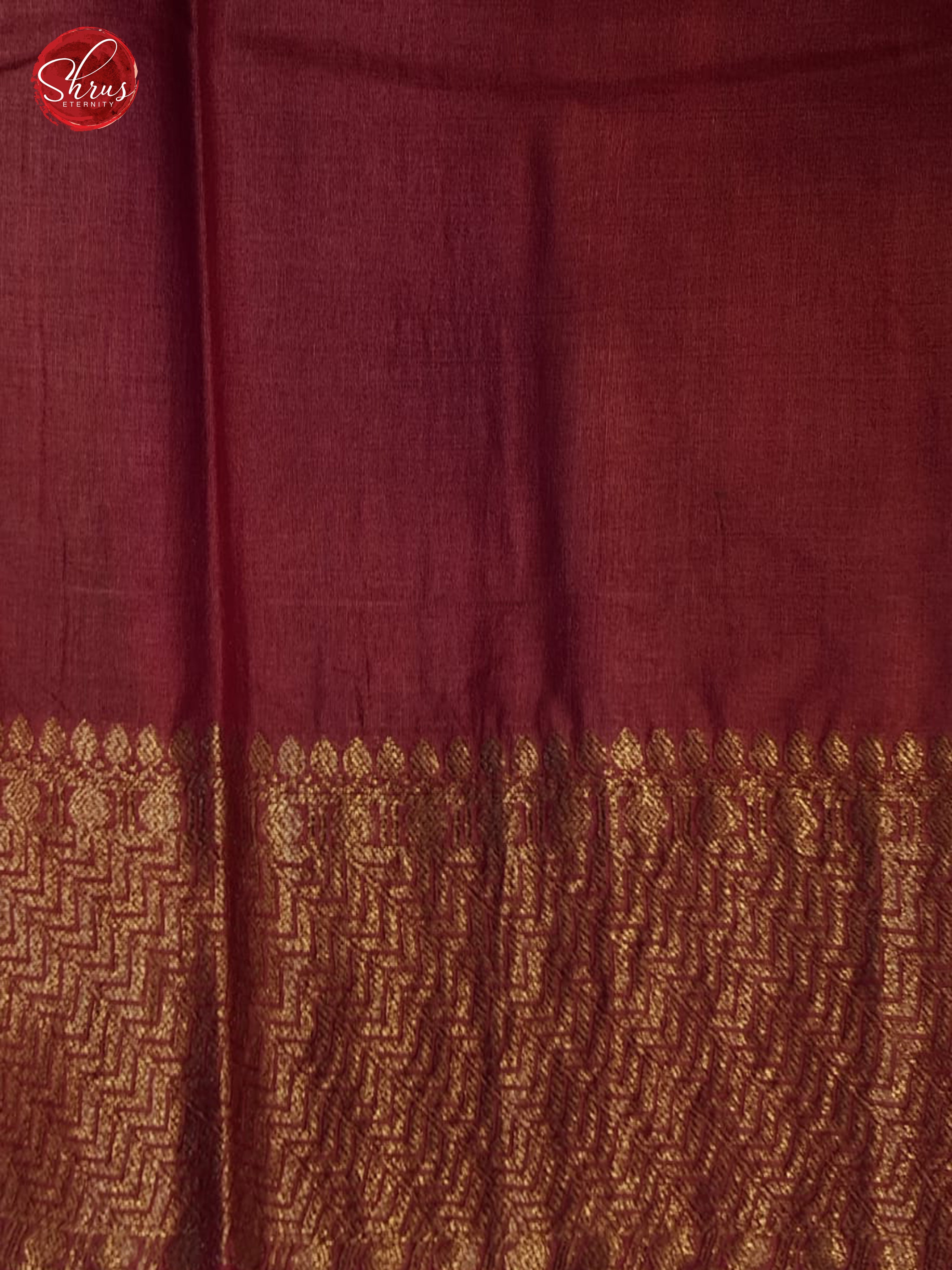Green & Red -Tussar with zari woven floral buttas on the body & Zari Border - Shop on ShrusEternity.com