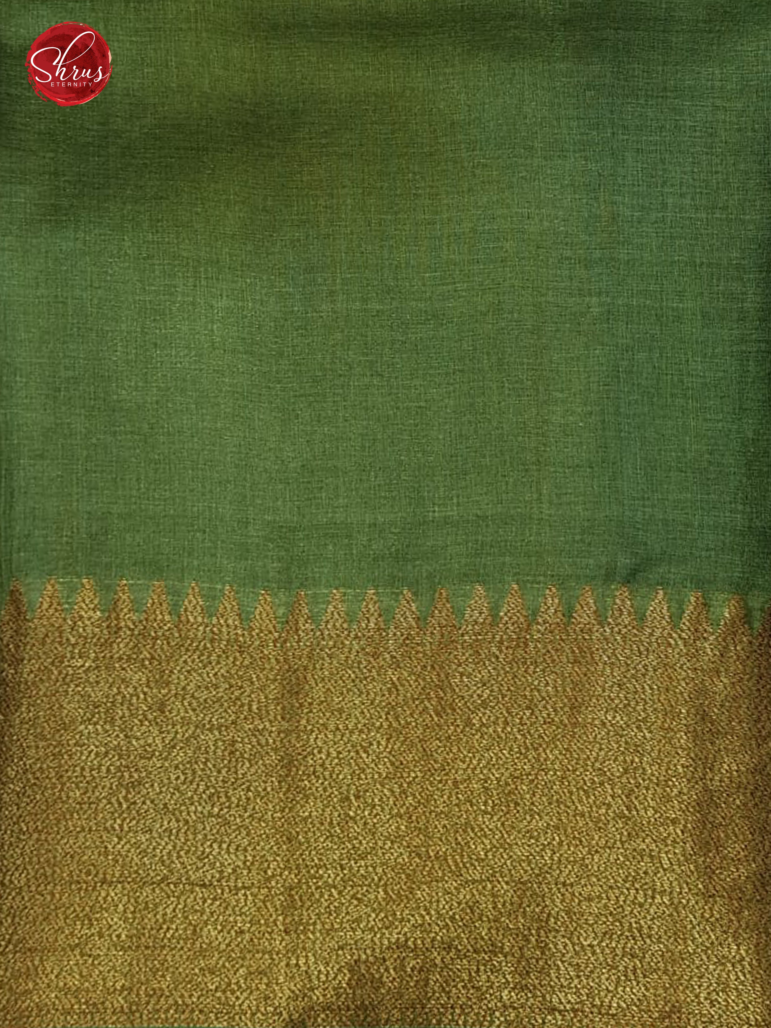 Blue & Green - Tussar with zari woven floral motifs on the body & Zari Border - Shop on ShrusEternity.com