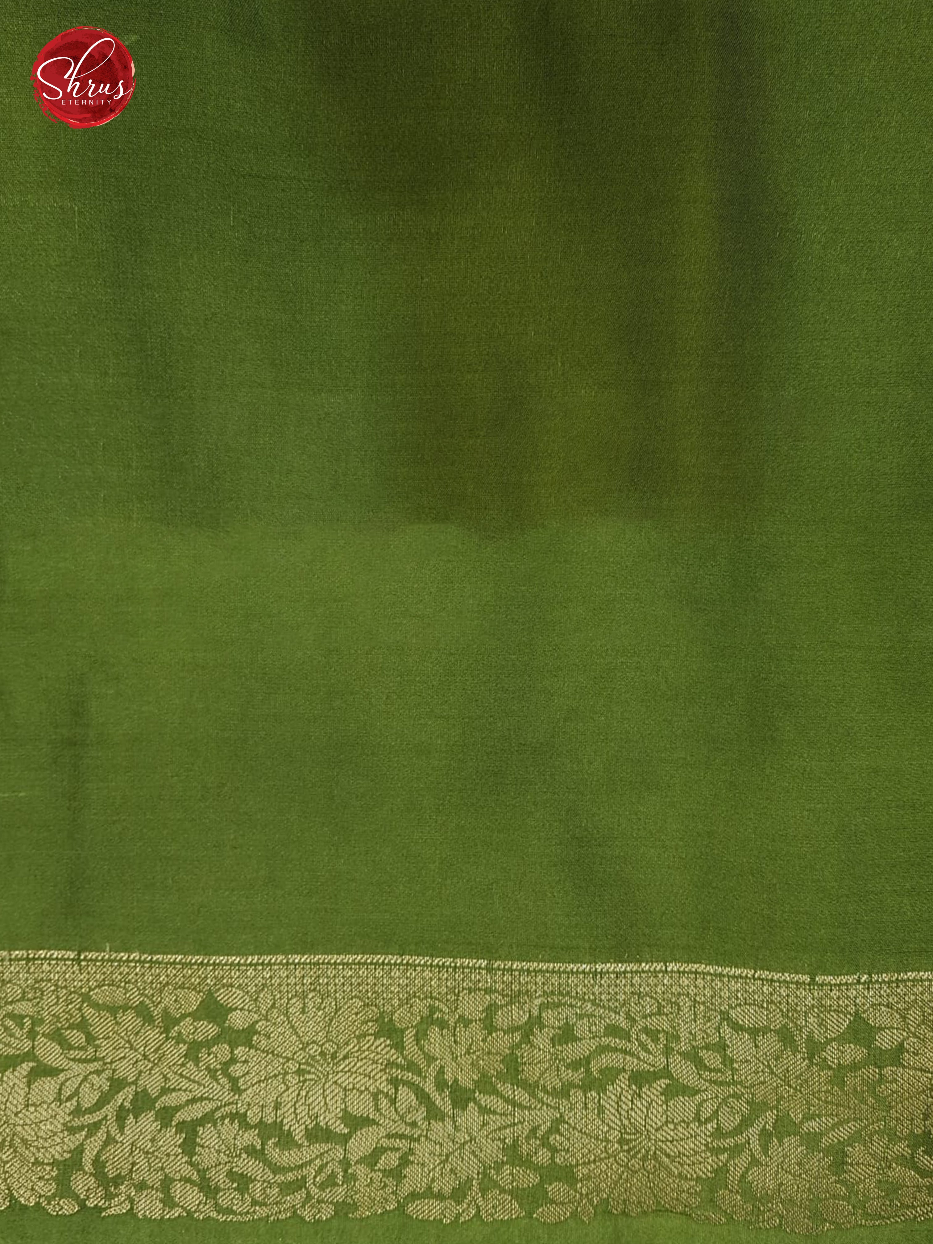 Green(Single Tone)- Tussar with floral print , zari motifs on the body& Zari Border - 3