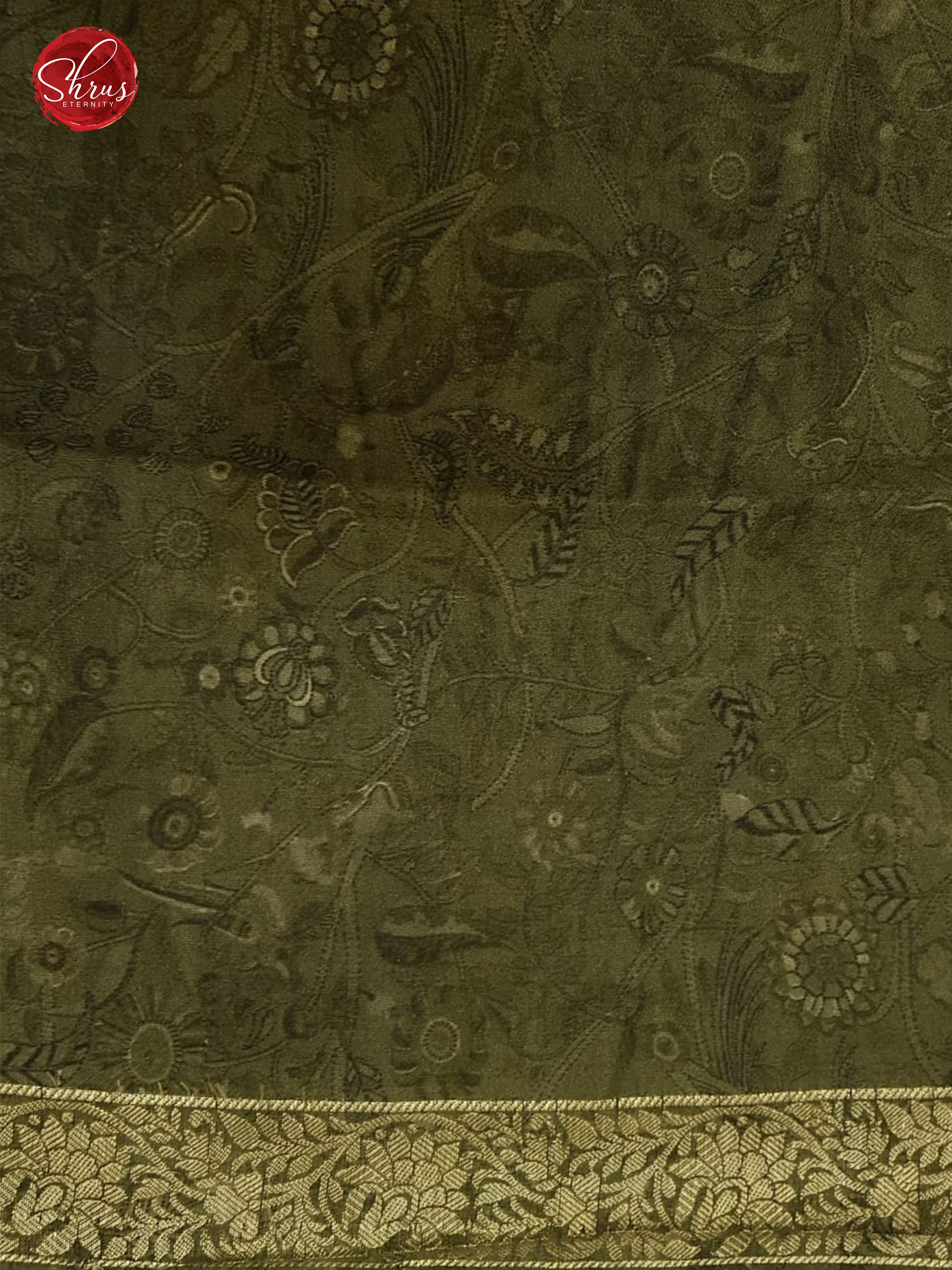 Pink & Green - Tussar with zari woven floral motifs , floral print on the body - 3