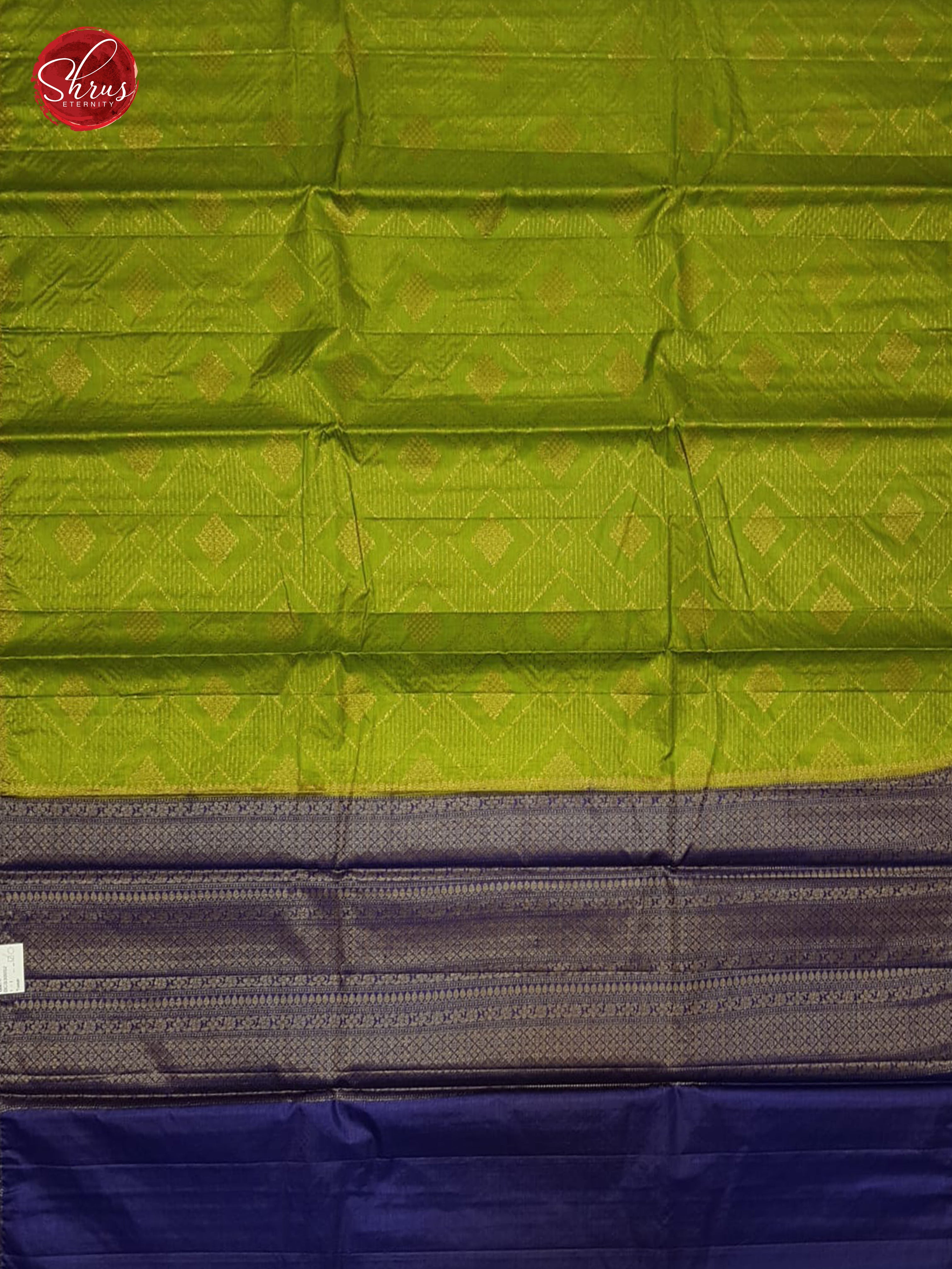 Green & Blue - Borderless Tussar with zari woven floral motifs on the body - Shop on ShrusEternity.com