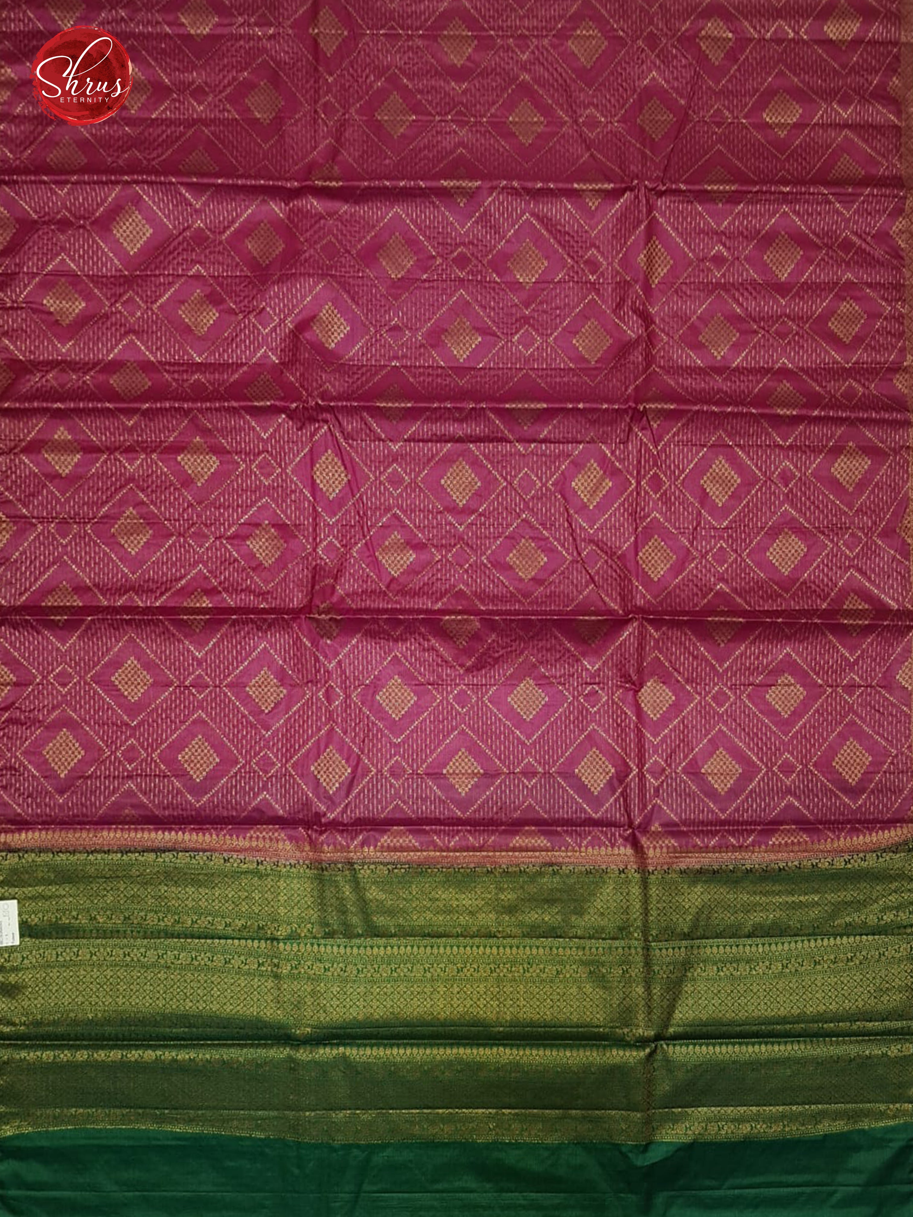Pink & Green - Borderless Tussar with zari woven brocade on the body - Shop on ShrusEternity.com