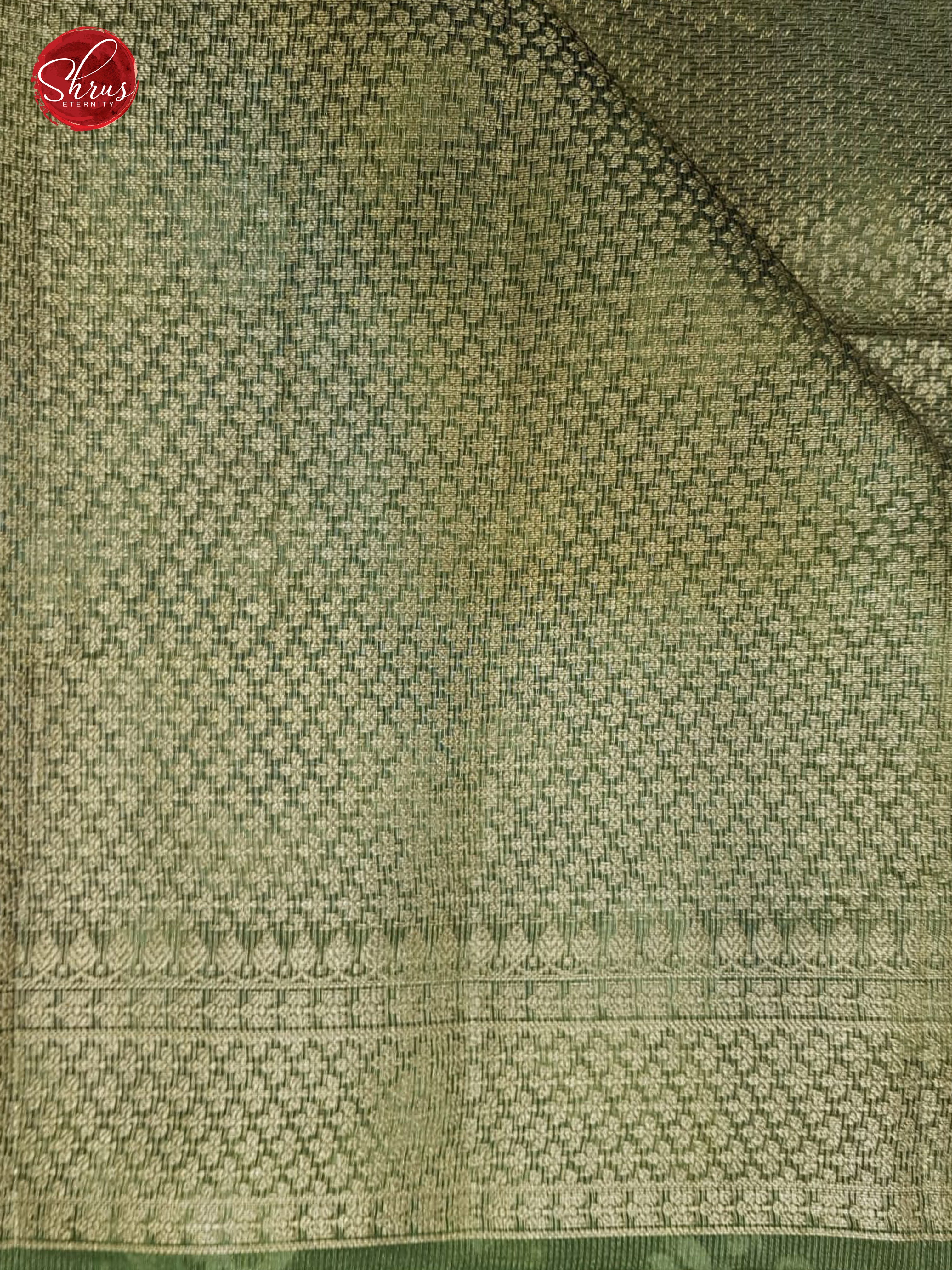 Green(Single Tone)-Tussar Silk with floral print ,zari woven floral motifs on the Body & Zari Border - Shop on ShrusEternity.com