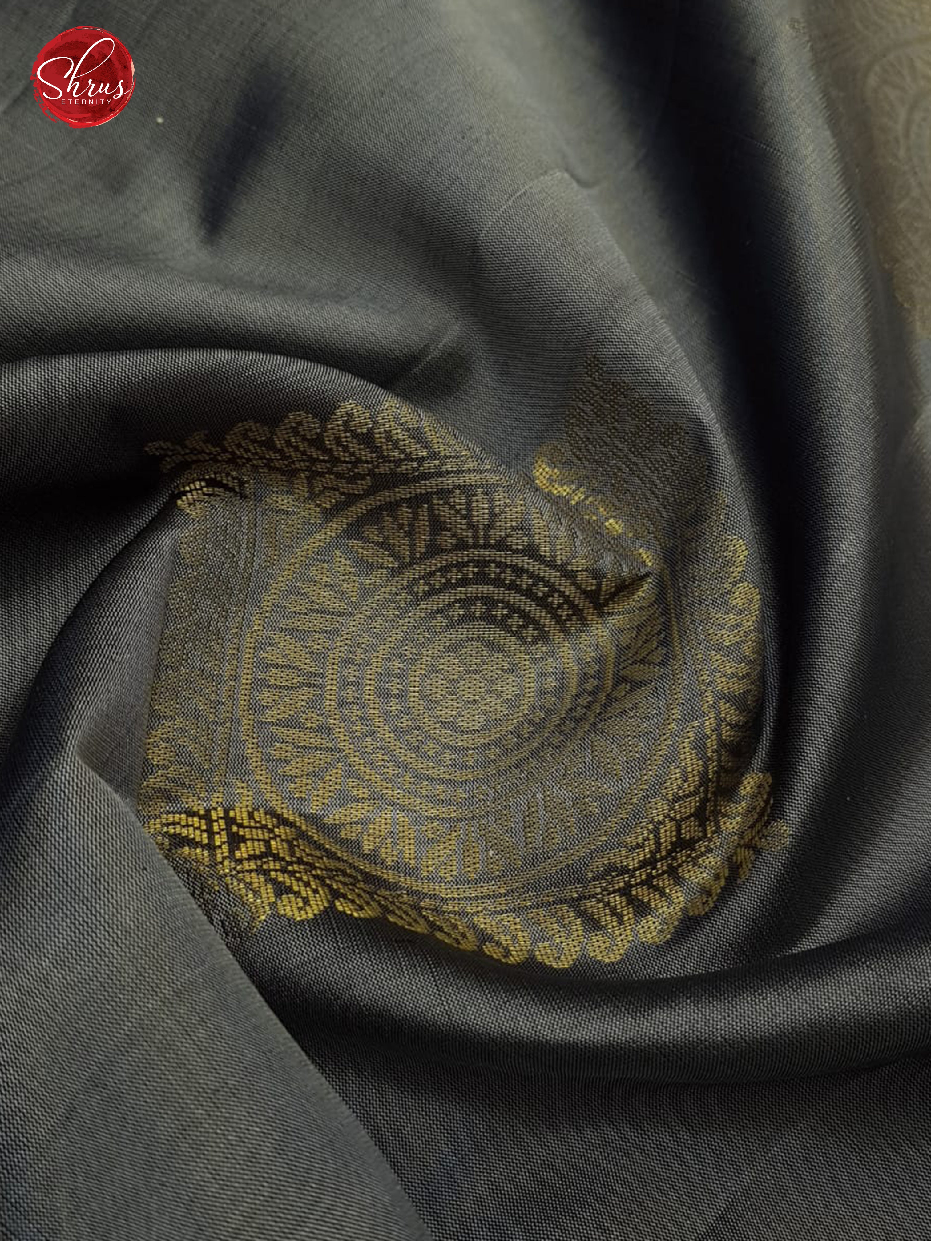 Grey & Blue- Soft Silk with Zari woven block Motifs & Zari Border - Shop on ShrusEternity.com