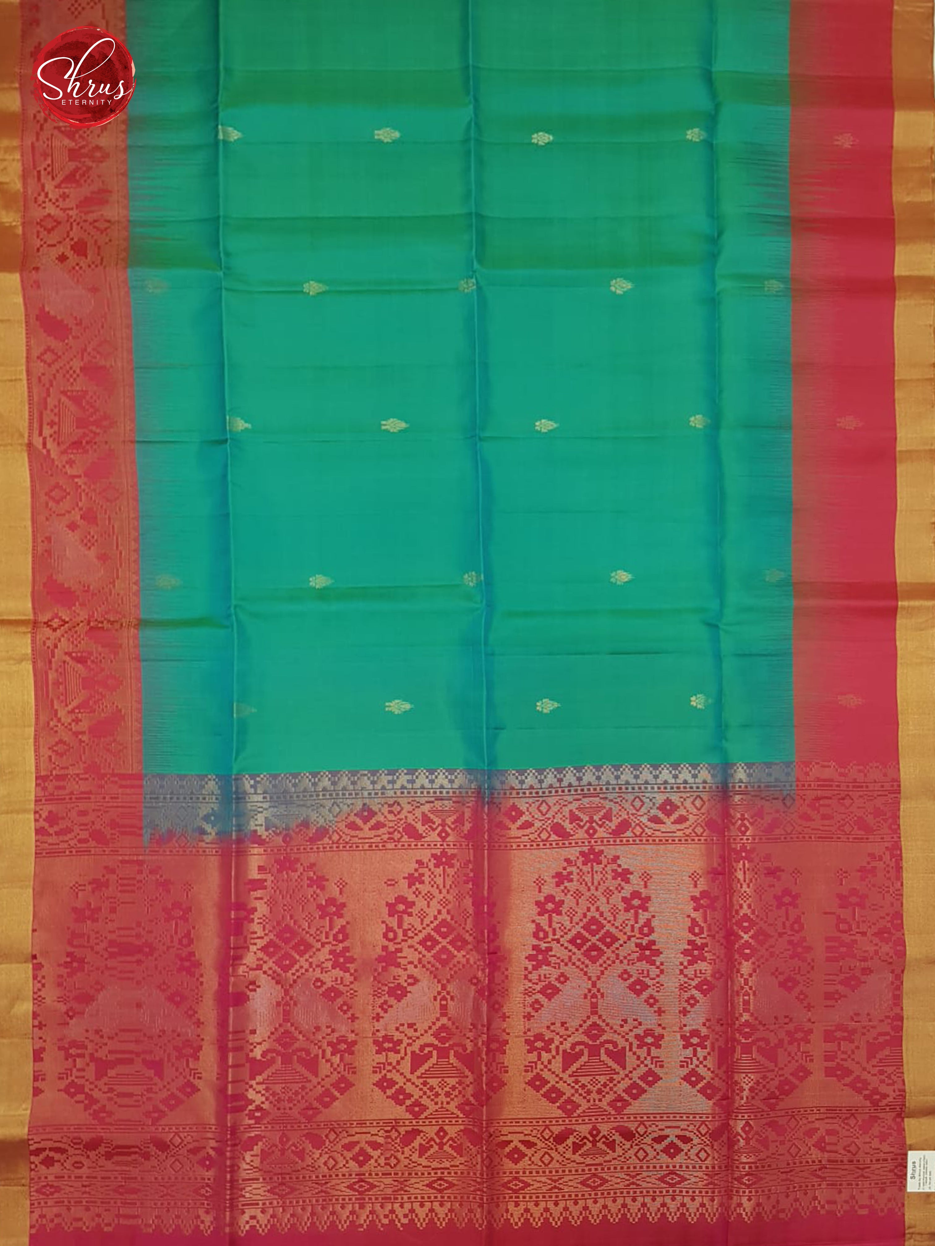 Green & Pink -Soft Silk with zari buttas on the body & zari Border - Shop on ShrusEternity.com