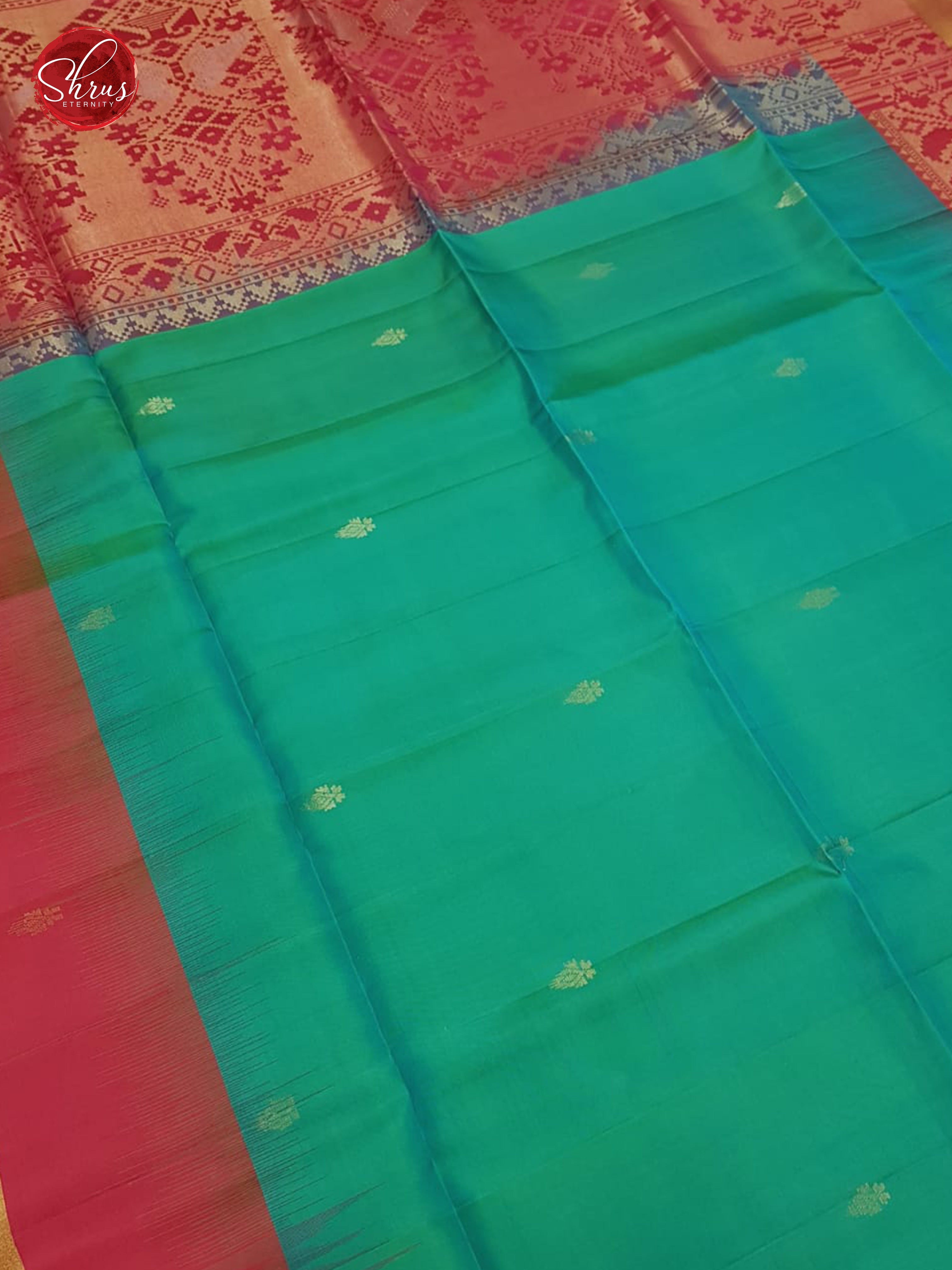 Green & Pink -Soft Silk with zari buttas on the body & zari Border - Shop on ShrusEternity.com