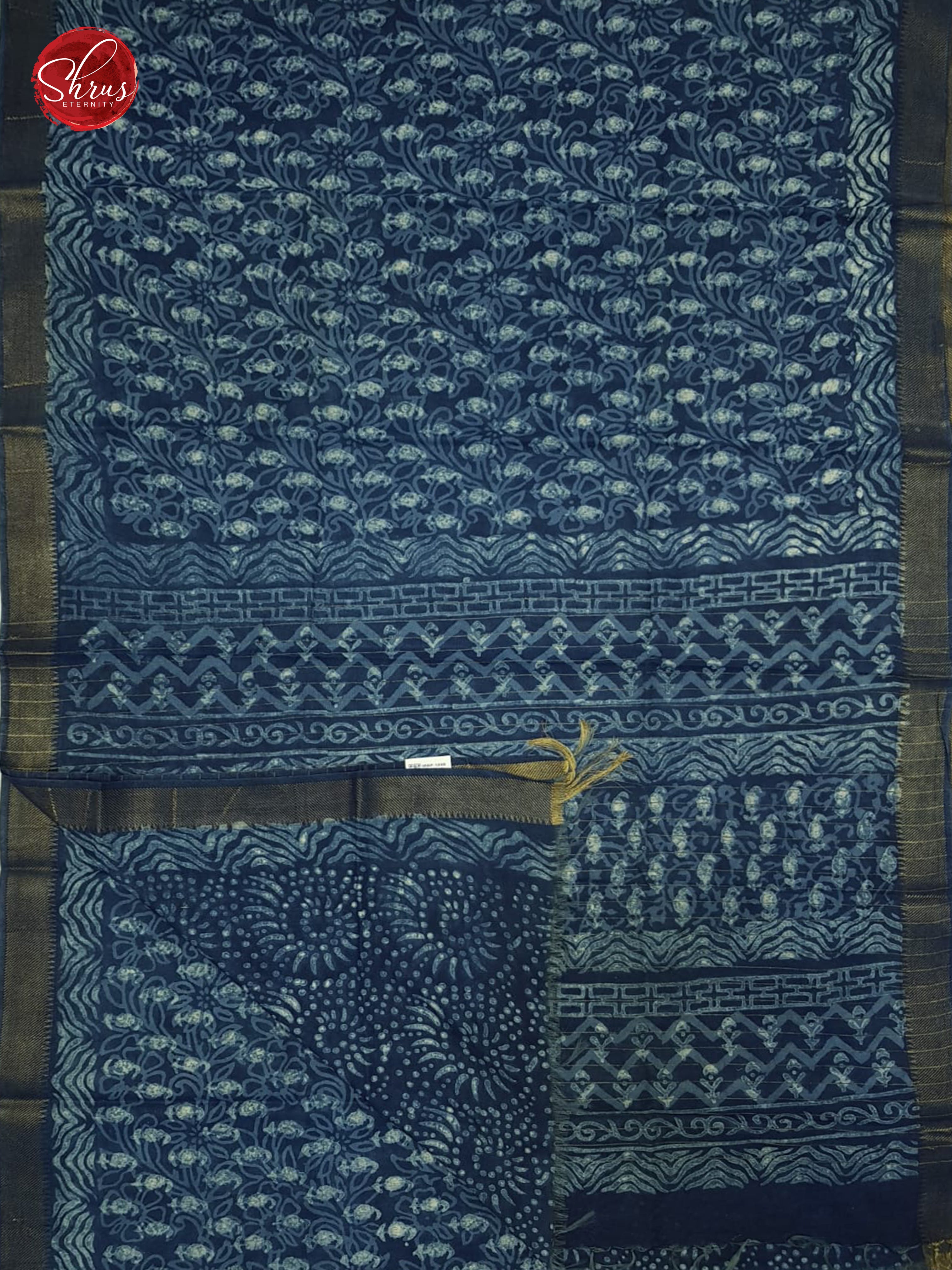 Blue(Single tone) - Chanderi Cotton Saree - Shop on ShrusEternity.com