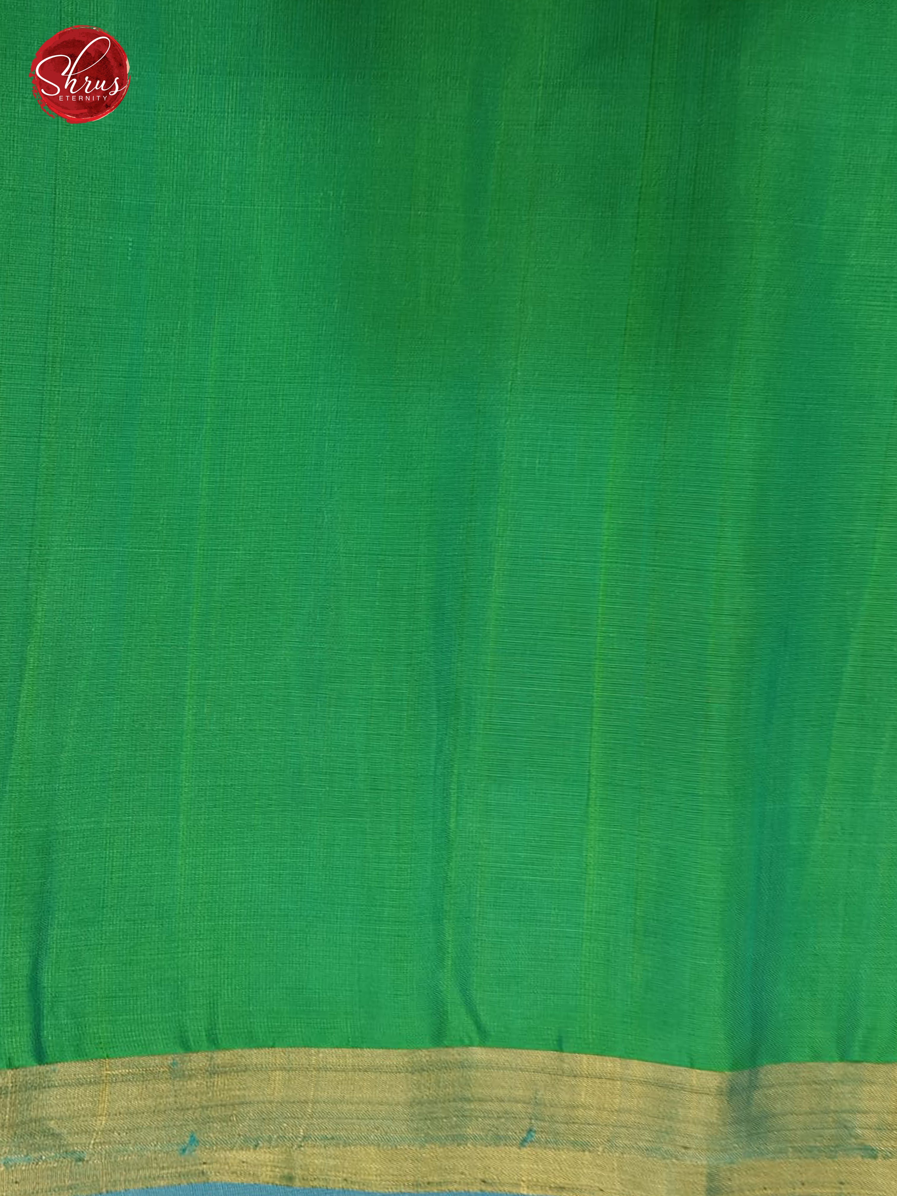 Sky Blue and Green -Silk (half-Pure) with Zari woven buttas on the body & Contrast Zari Border - Shop on ShrusEternity.com