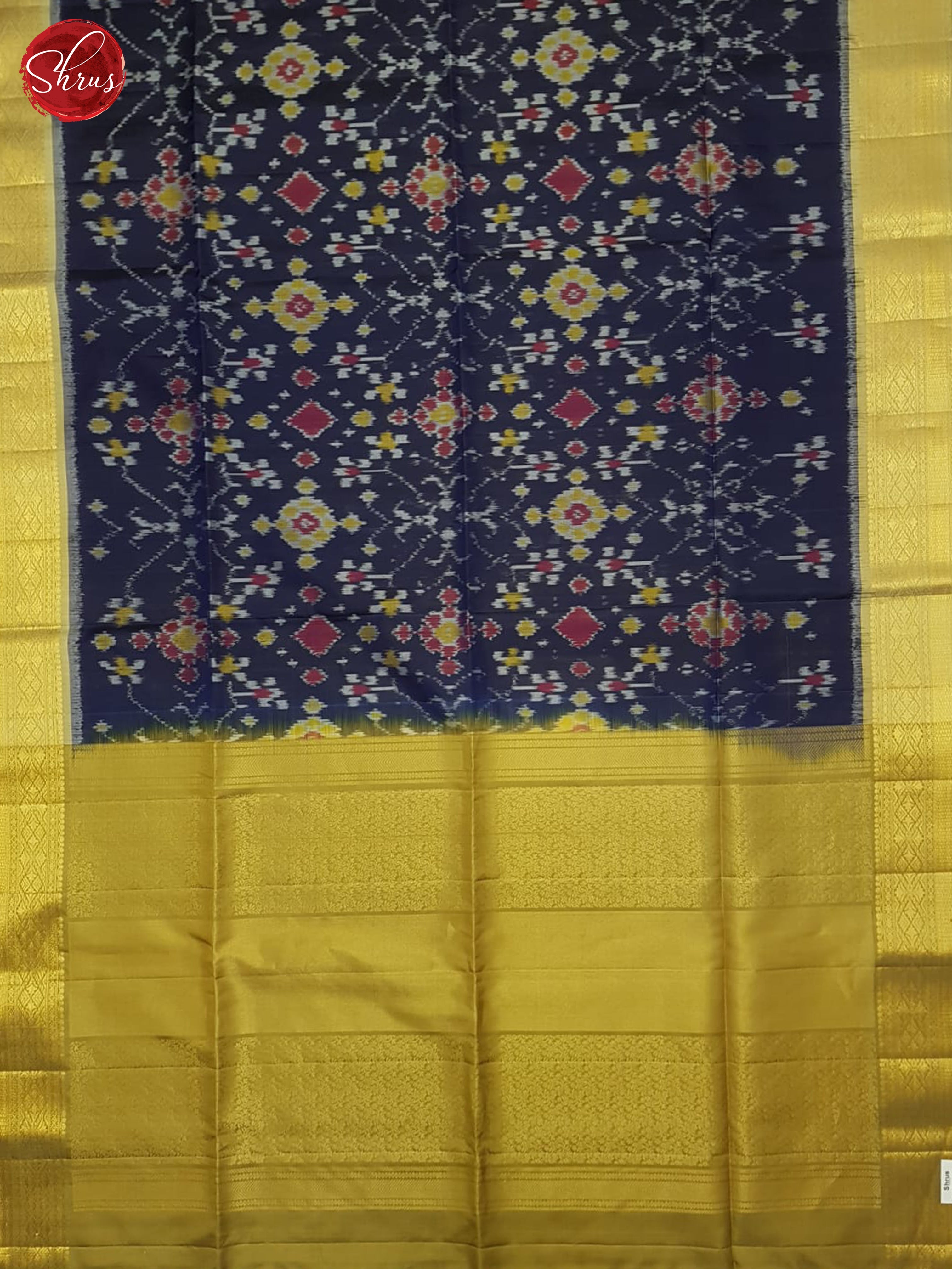 Navy Blue & beigish Gold - Soft Silk Saree - Shop on ShrusEternity.com