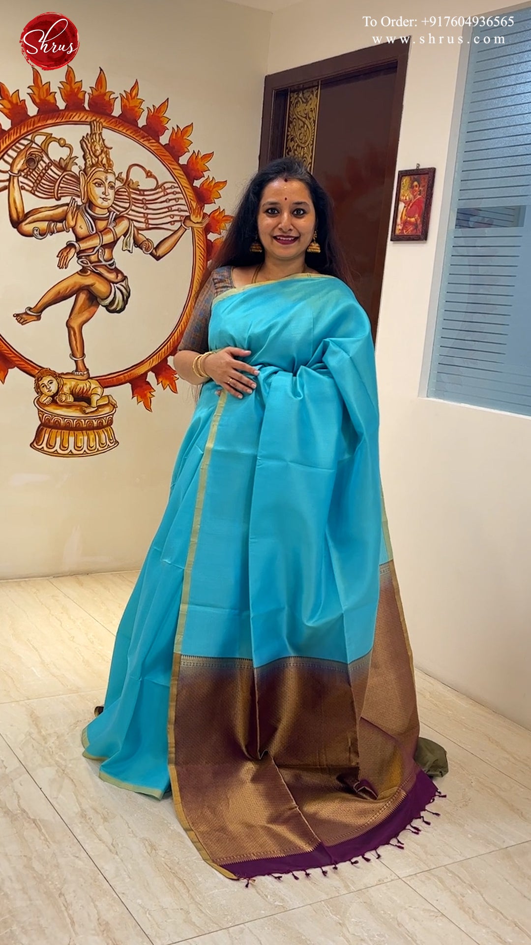 Blue with Purple - Soft Silk Saree - Shop on ShrusEternity.com