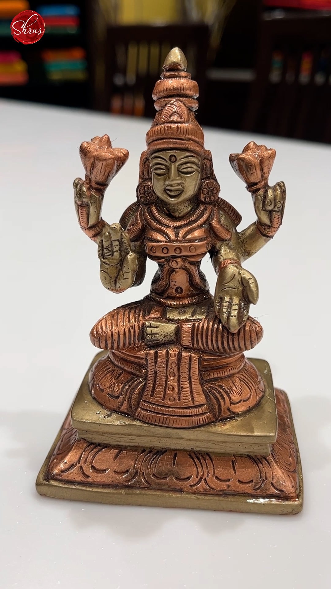 Lakshmi Sitting on Square Base in Dual Tone - Best for Gifting - Shop on ShrusEternity.com