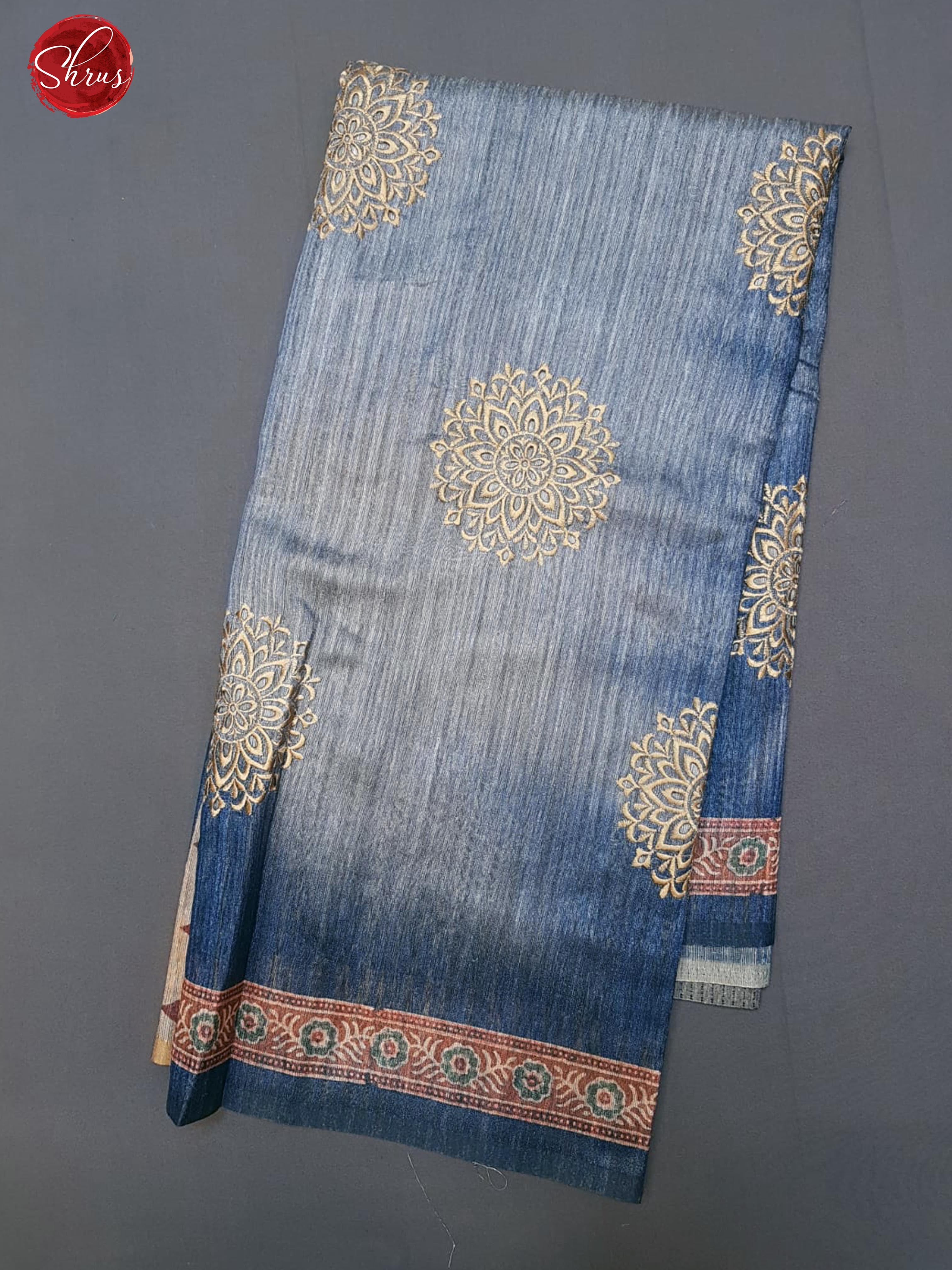 Blue(Single Tone)- Matka Cotton with floral print on the Body & Printed Border - Shop on ShrusEternity.com