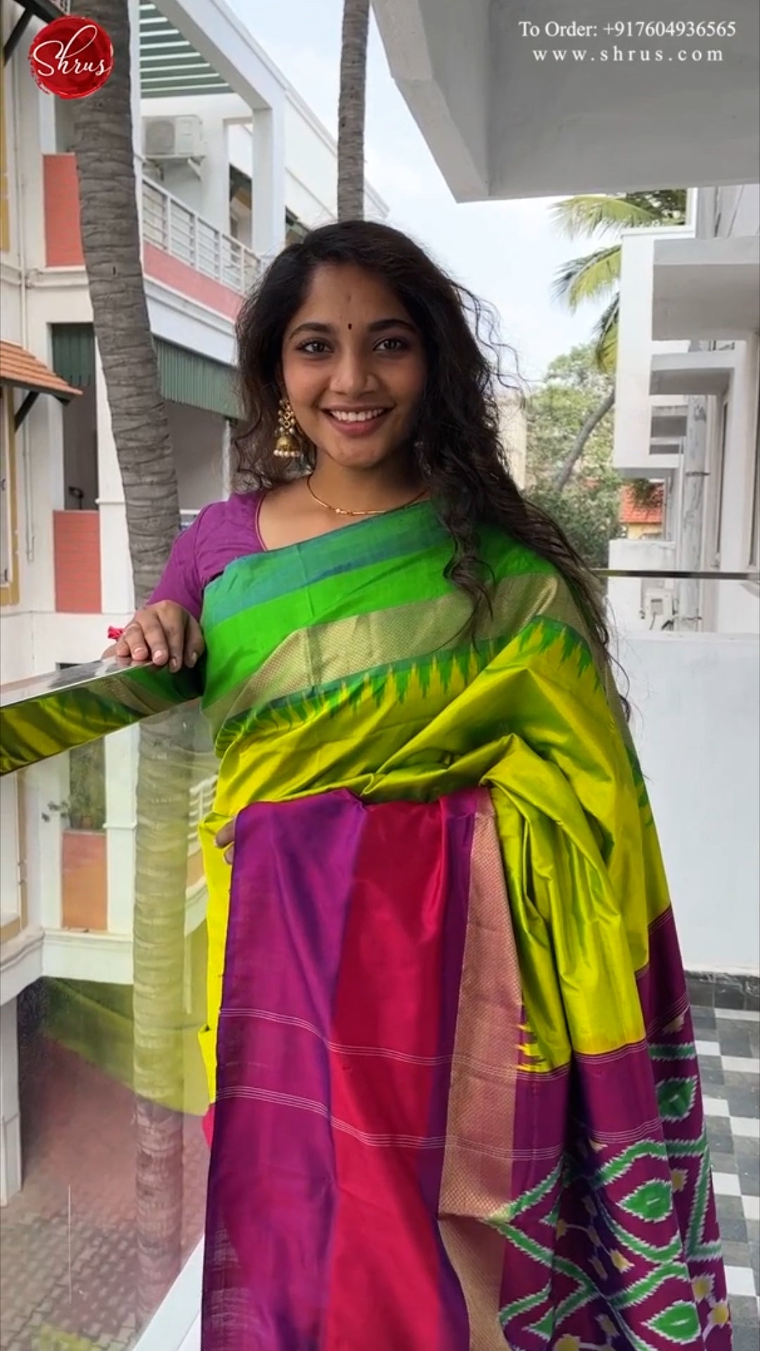 Florescent Green (Ganga Jamuna) - Ikkat Silk - Shop on ShrusEternity.com