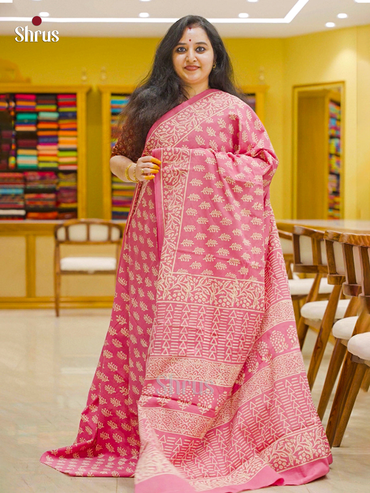Pink - Jaipur cotton Saree - EES19002