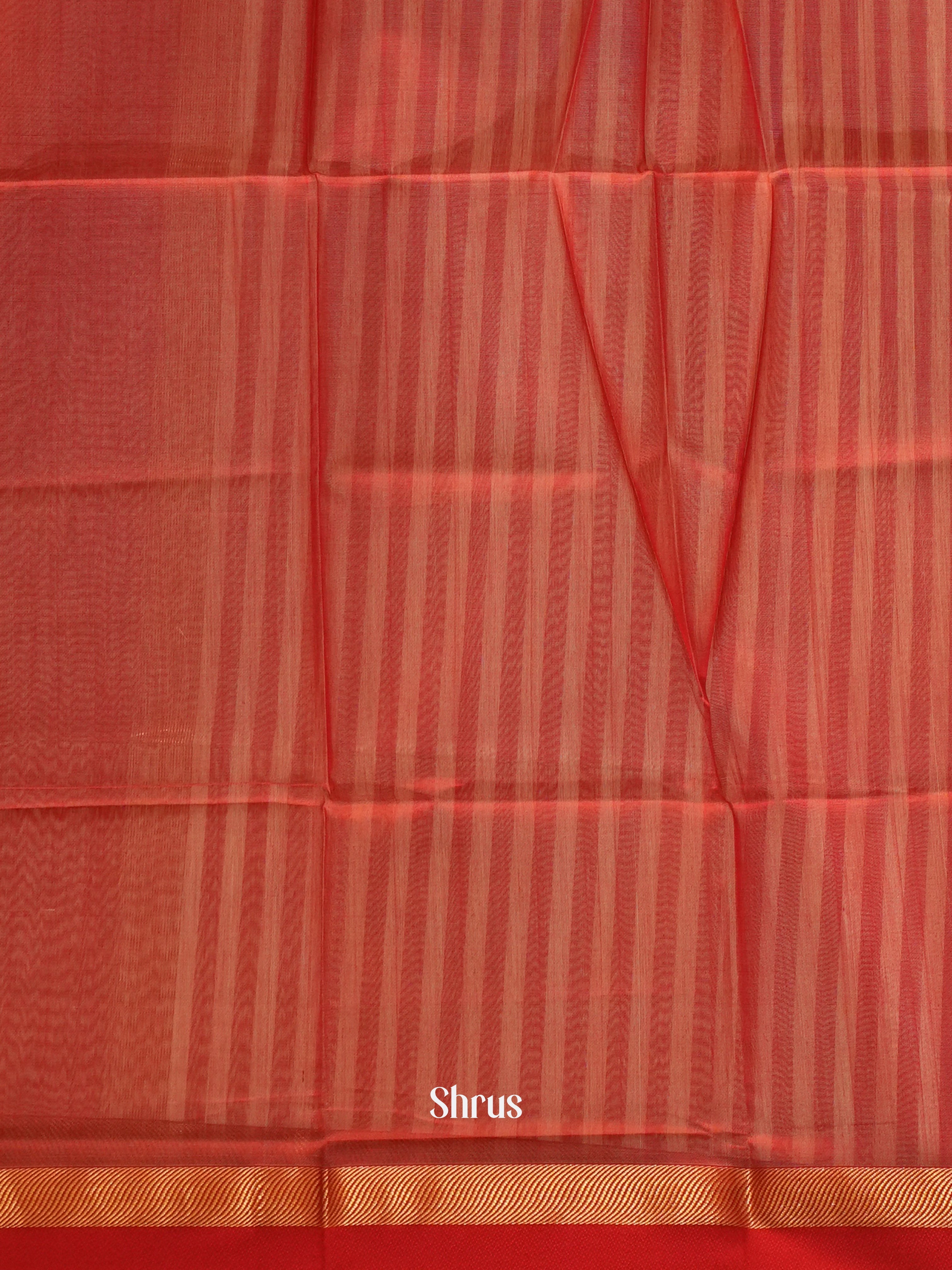 Cream And Red- Maheshwari Silk Cotton Saree