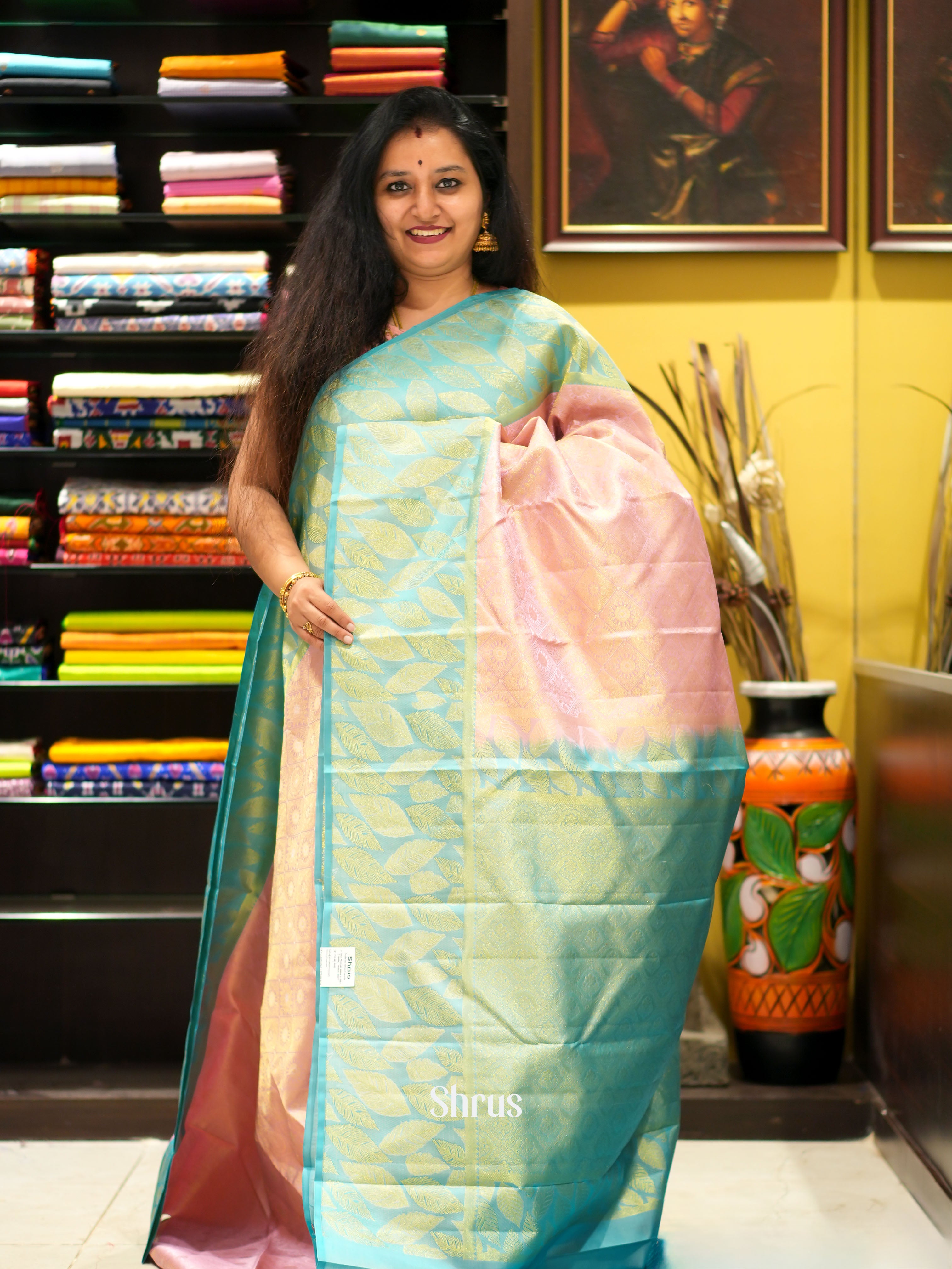 Pink & Teal - Kanchipuram silk saree