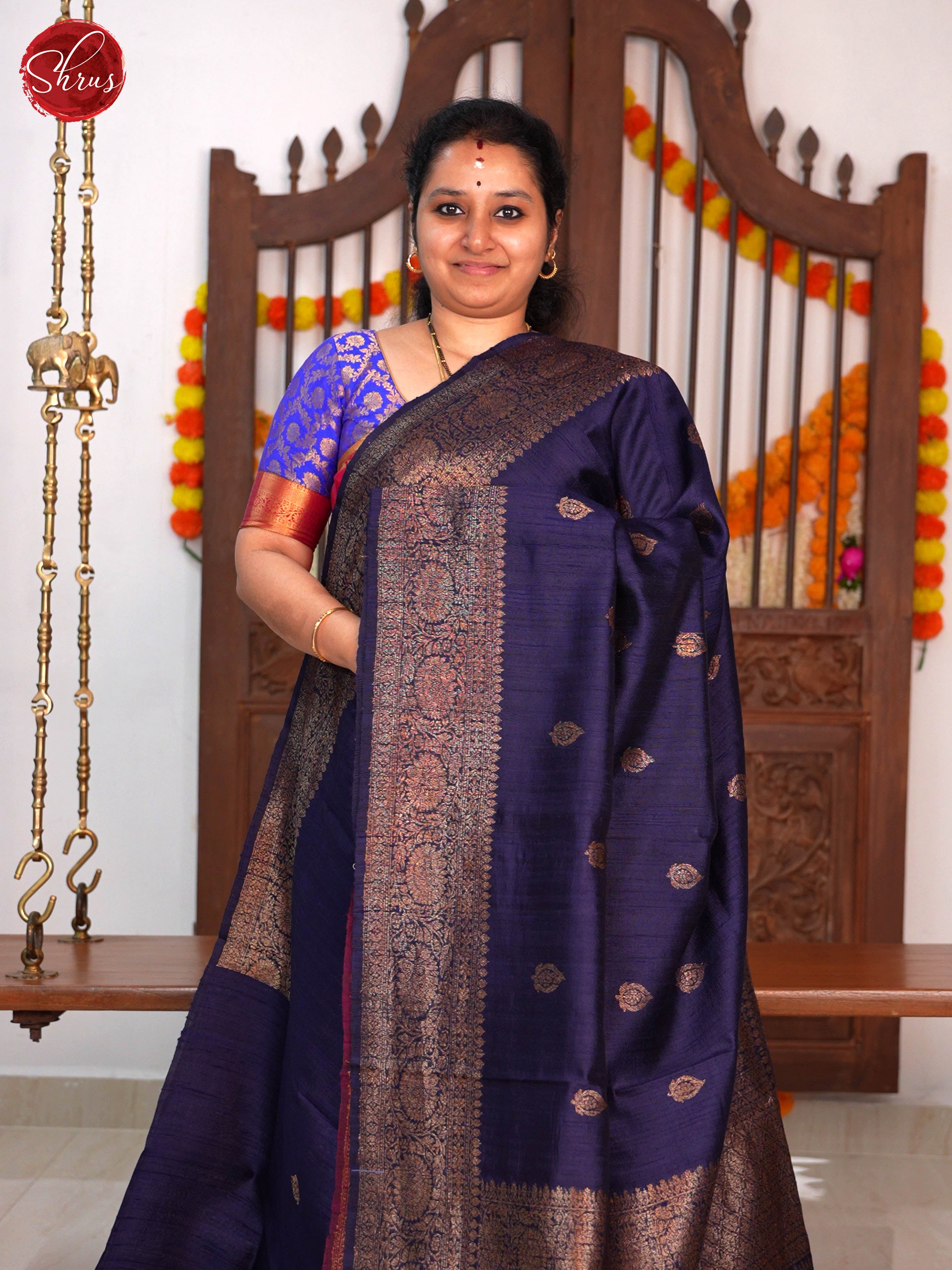 Blue(Single Tone) - Dupion Saree - Shop on ShrusEternity.com