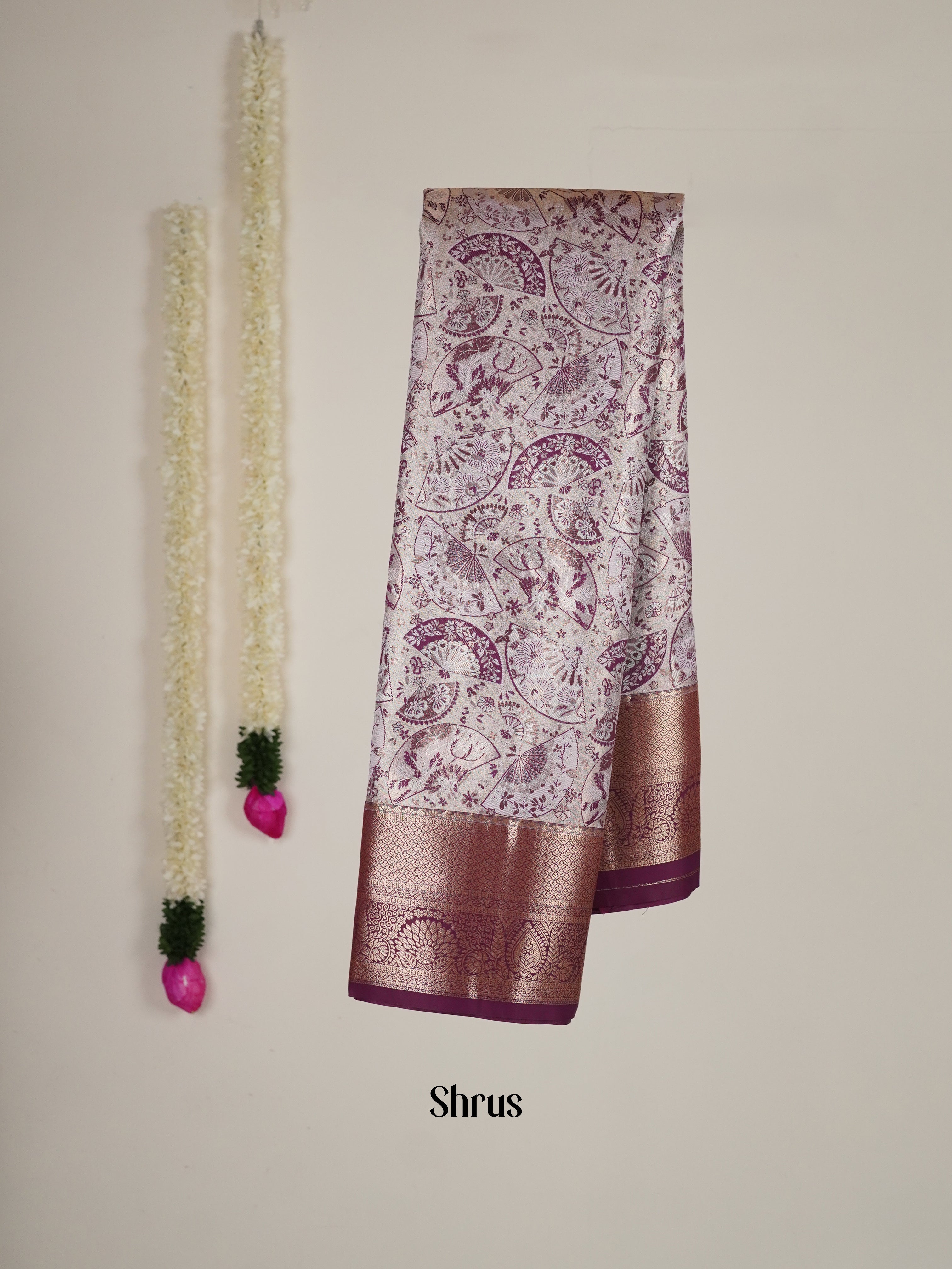 Dusty Pink & Wine - Kanchipuram-halfpure Saree