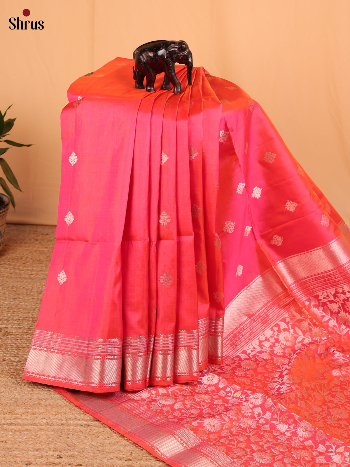 Orangish Pink(Single Tone) - Soft Silk Saree