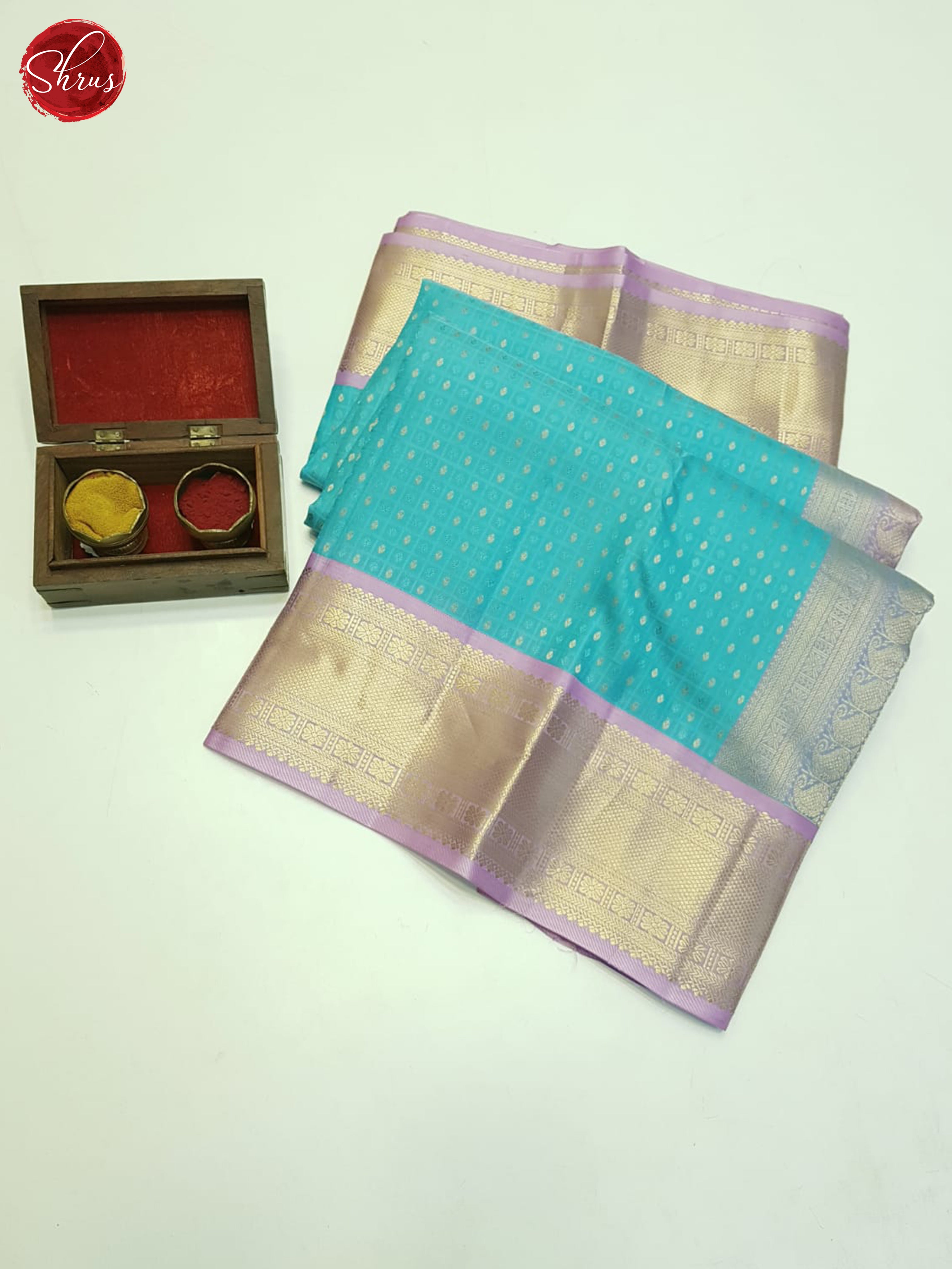 Blue And Lavender - Kanchipuram silk saree - Shop on ShrusEternity.com