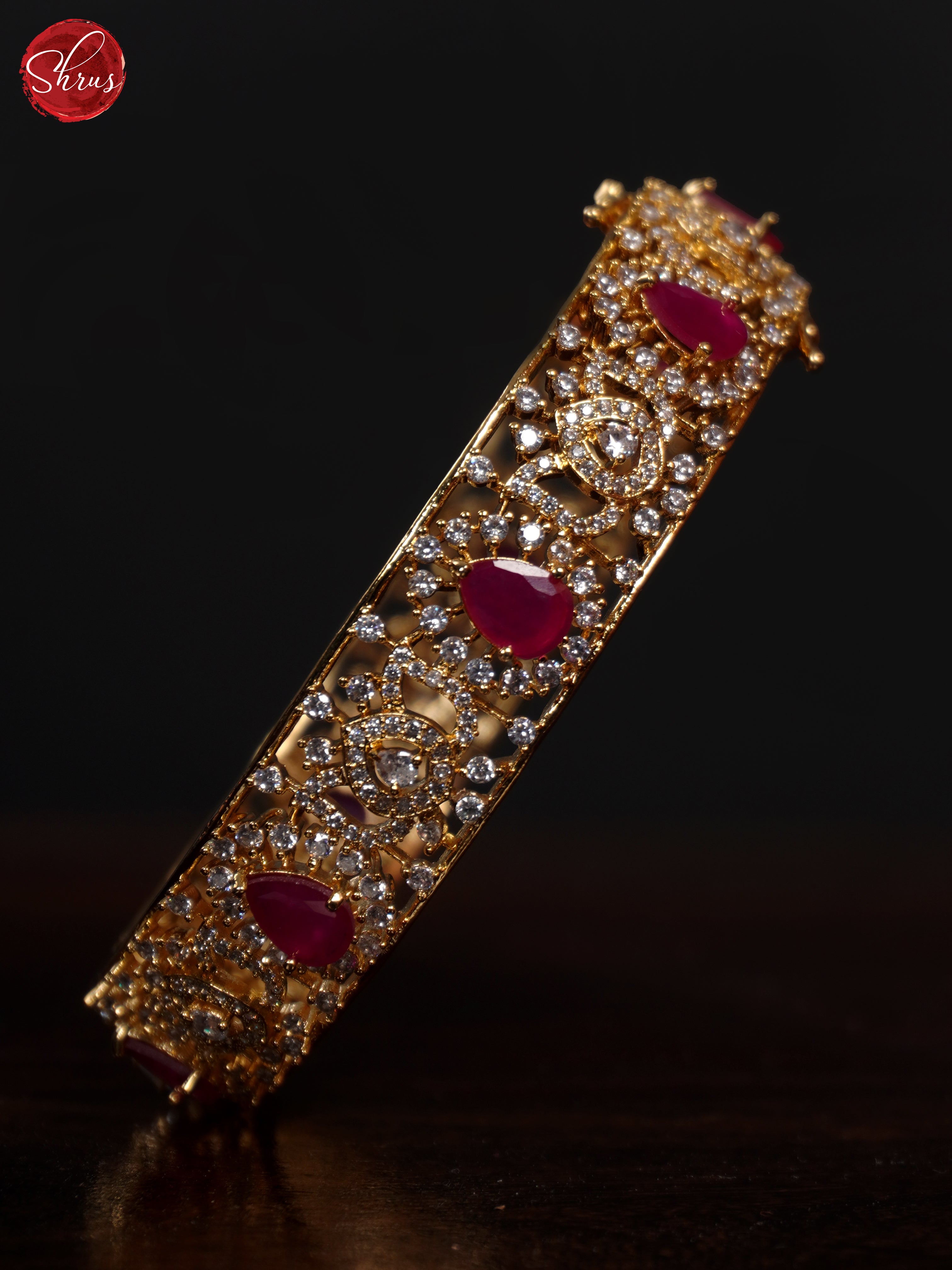 3G21038 - White Stones with Red Emerald Bangle - 2.8 - Shop on ShrusEternity.com