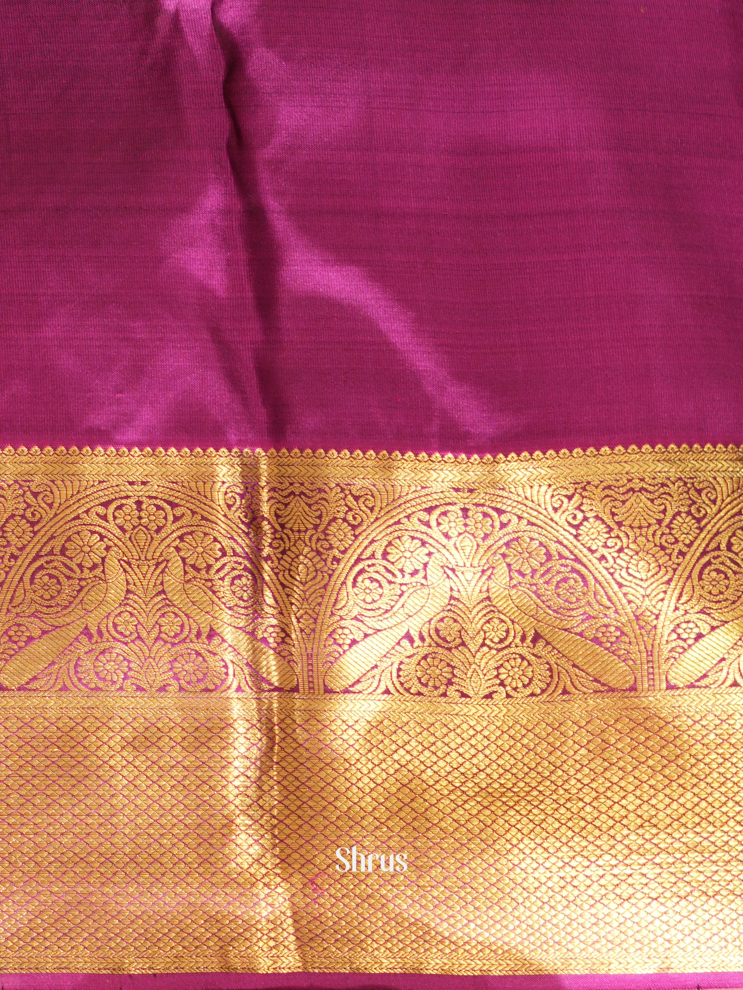 Mehandi Green & Purple - Kanchipuram halfpure Saree