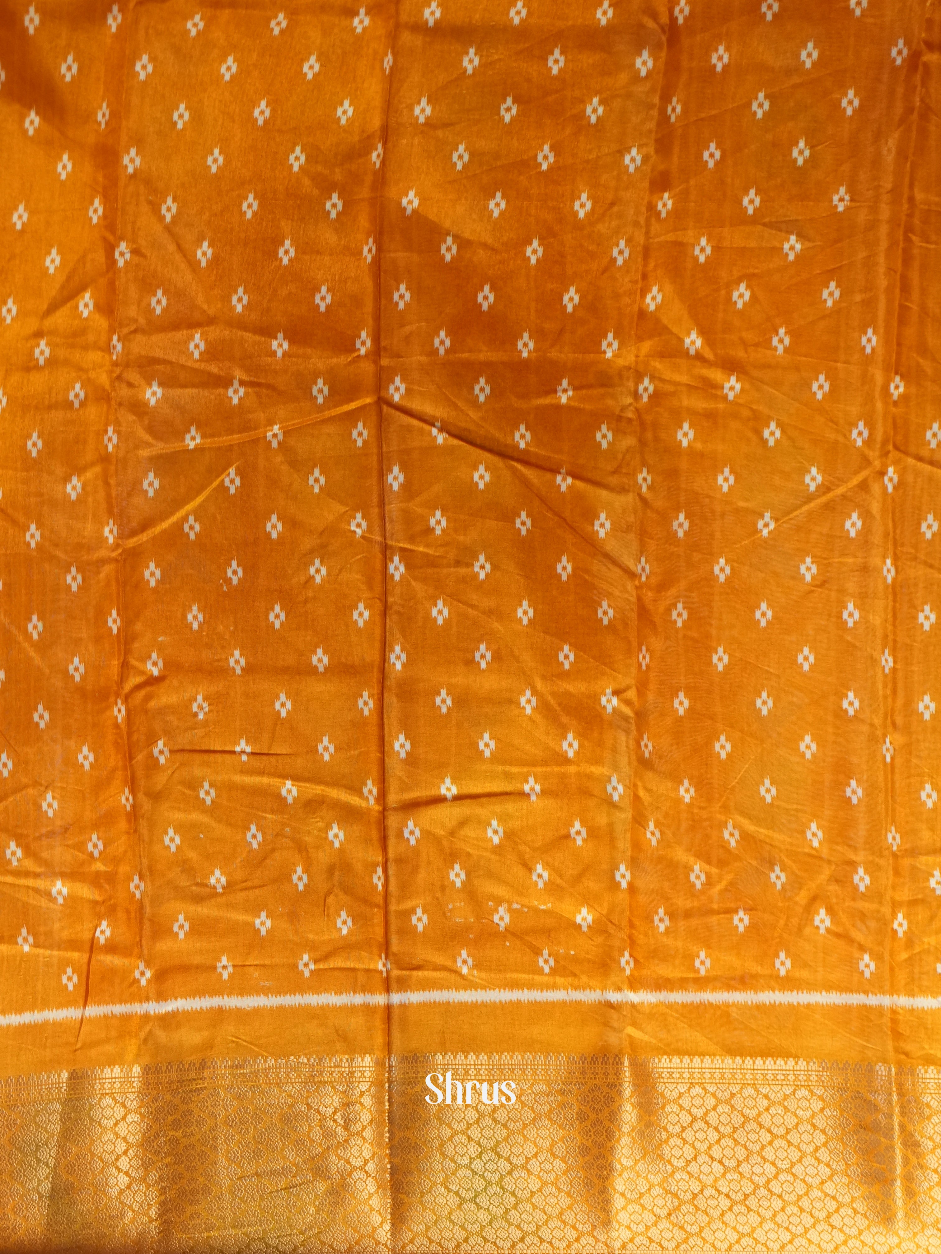 Orange - Semi Crepe Saree