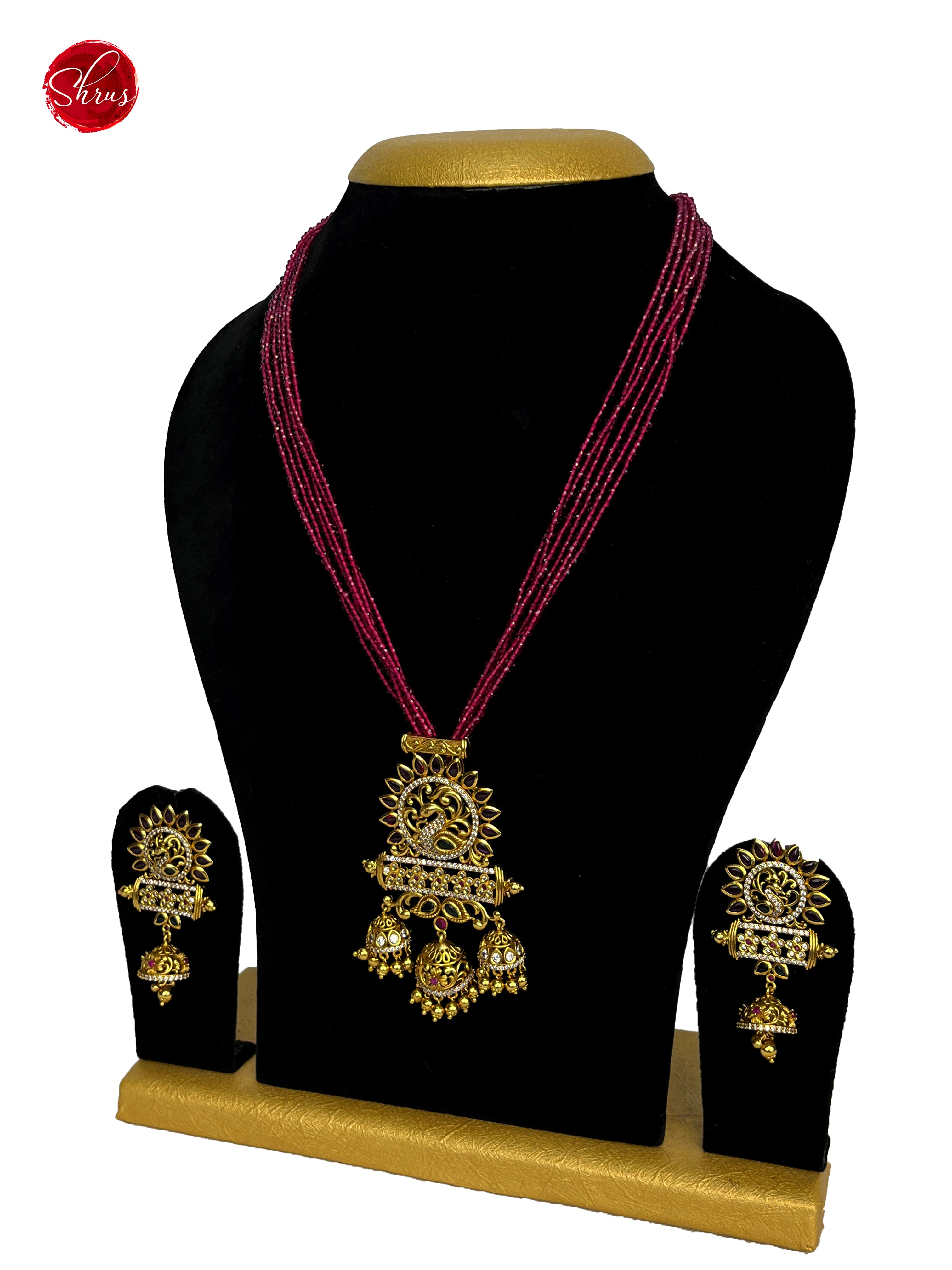 Partywear Crystal Beads Necklace - NECK PIECE & EARRINGS - Shop on ShrusEternity.com