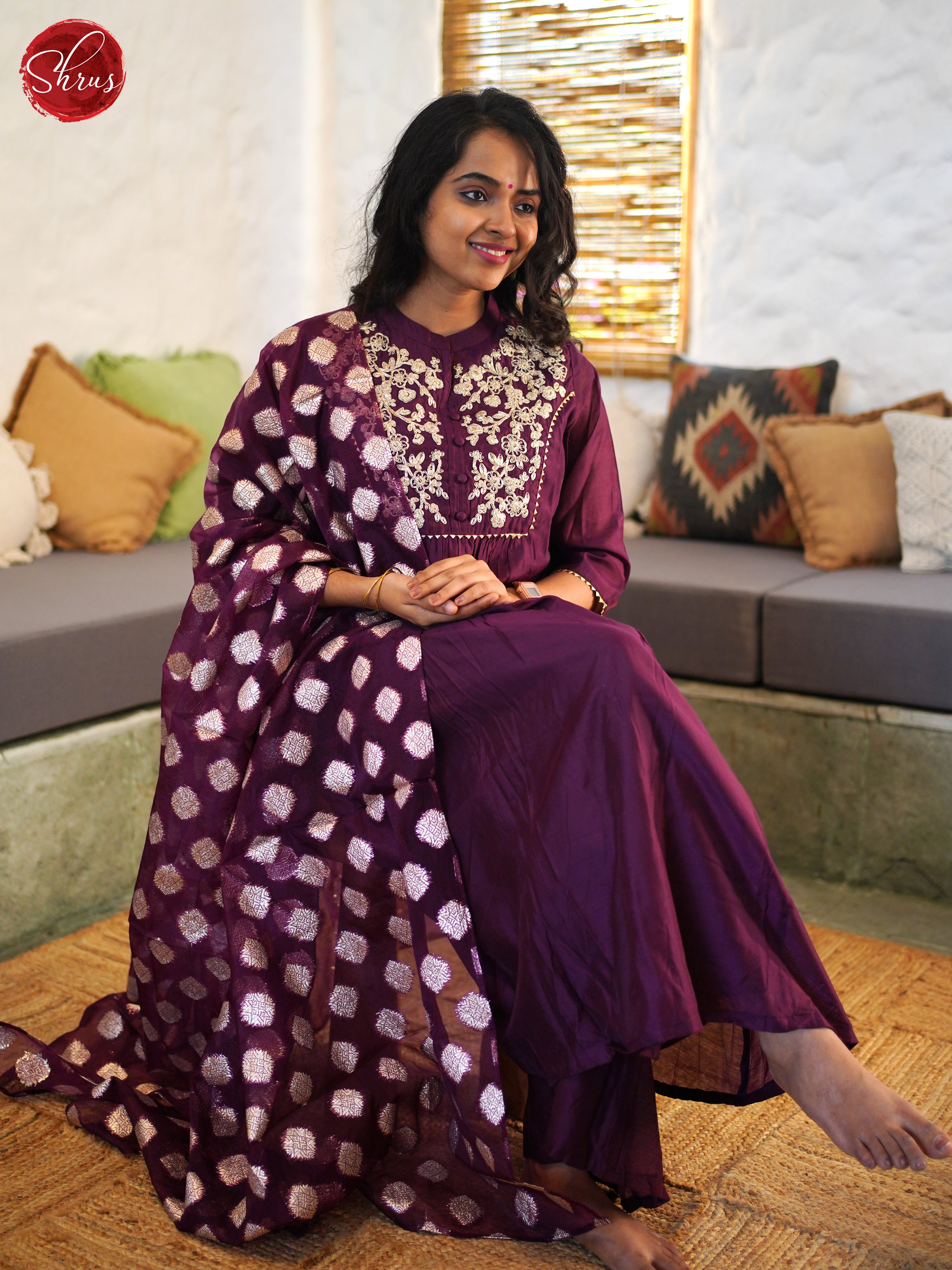 WIne  -embroidered 3pc Readymade Suits - Shop on ShrusEternity.com