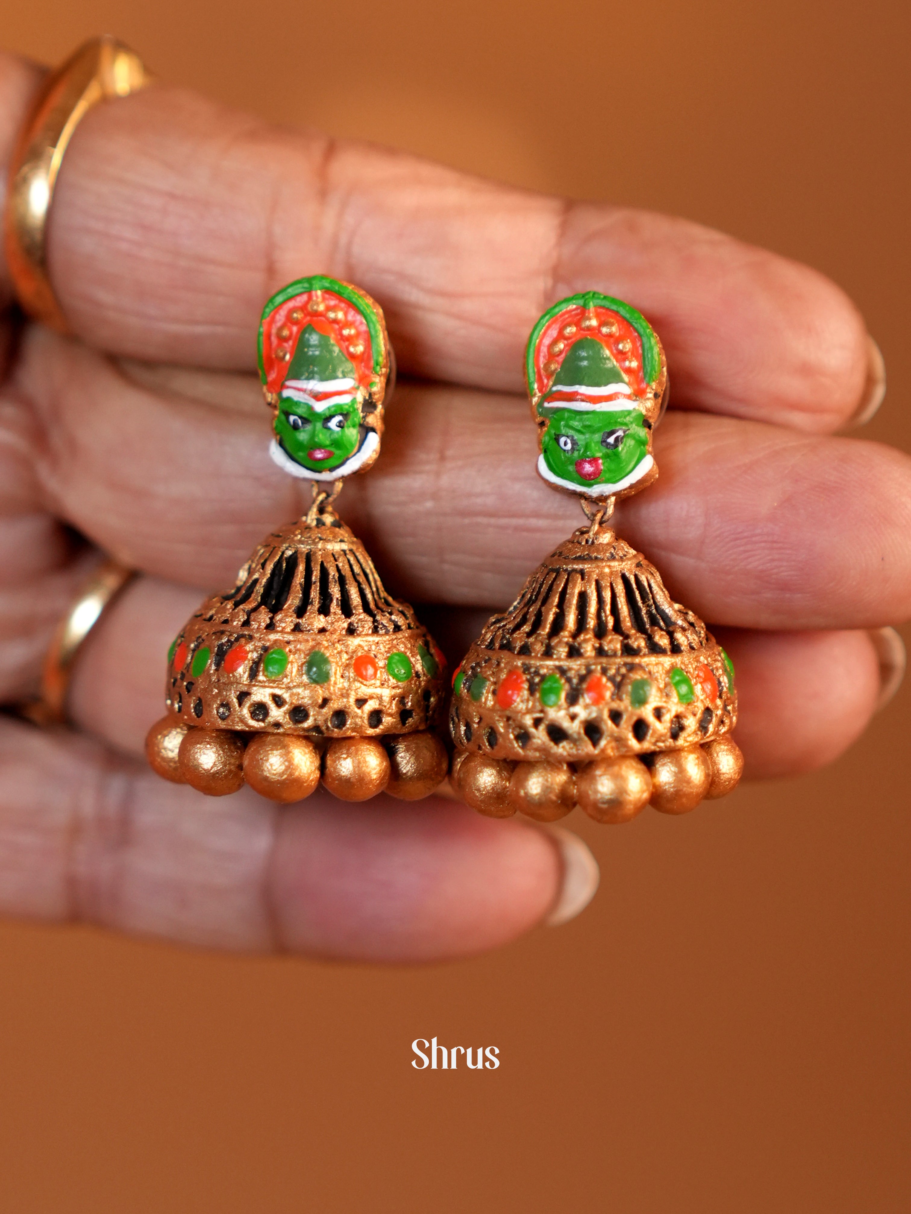 Kathakali handpainted terracotta jewellery set- Accessories