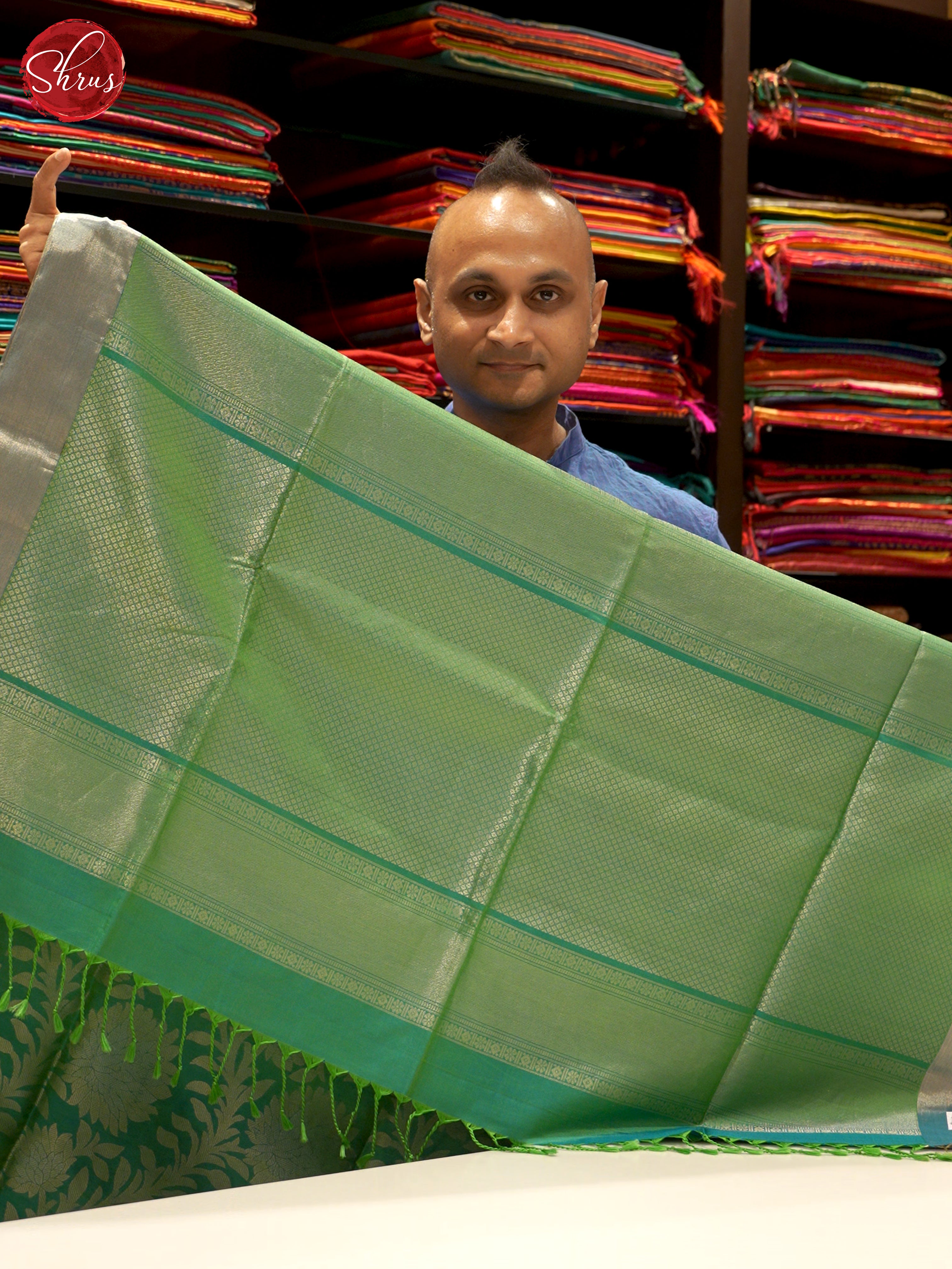 Green(Single tone)-Soft silk saree - Shop on ShrusEternity.com