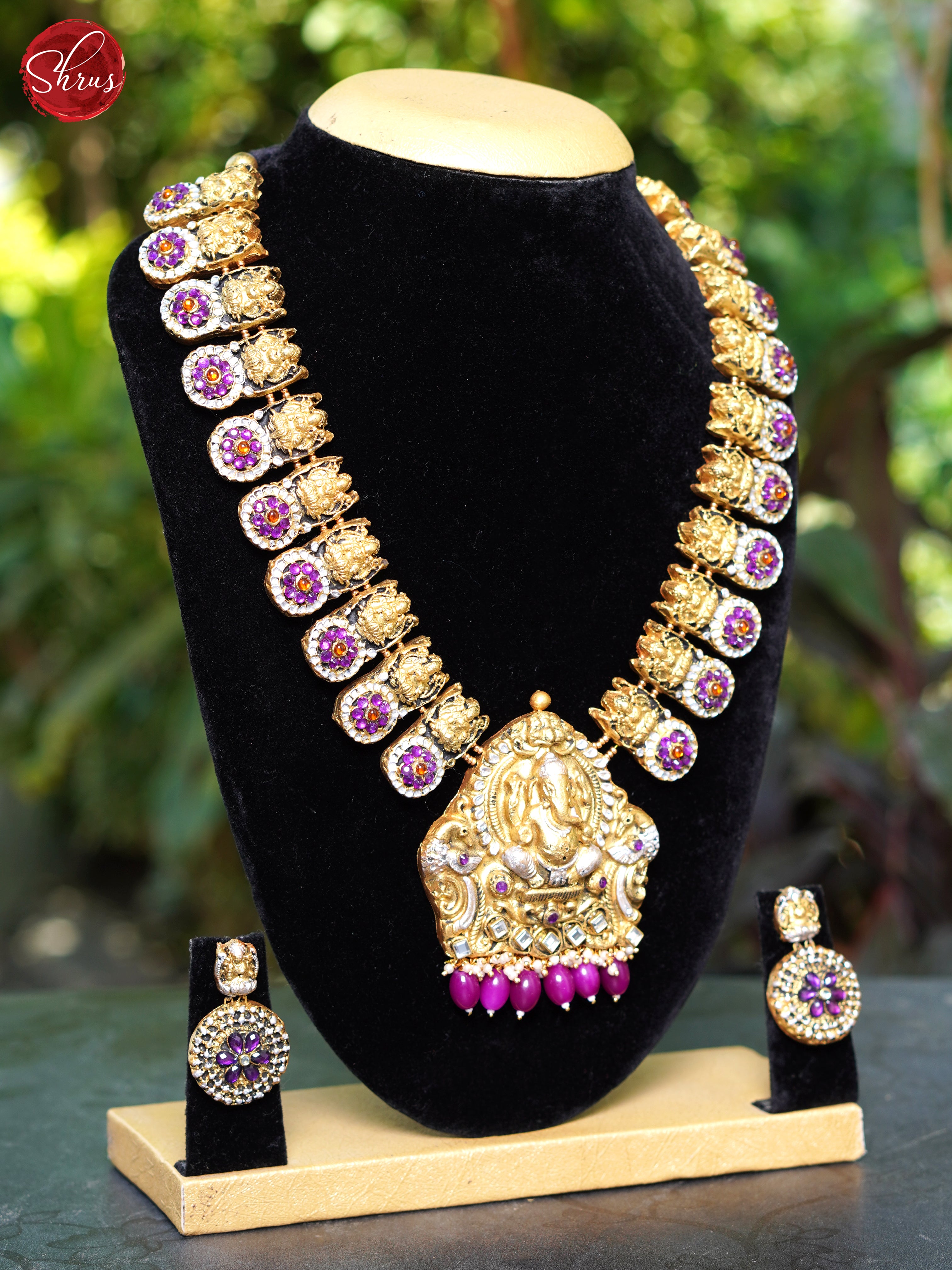 Ganesha Pendant Terracotta Necklace - Neck Piece & Earrings - Shop on ShrusEternity.com