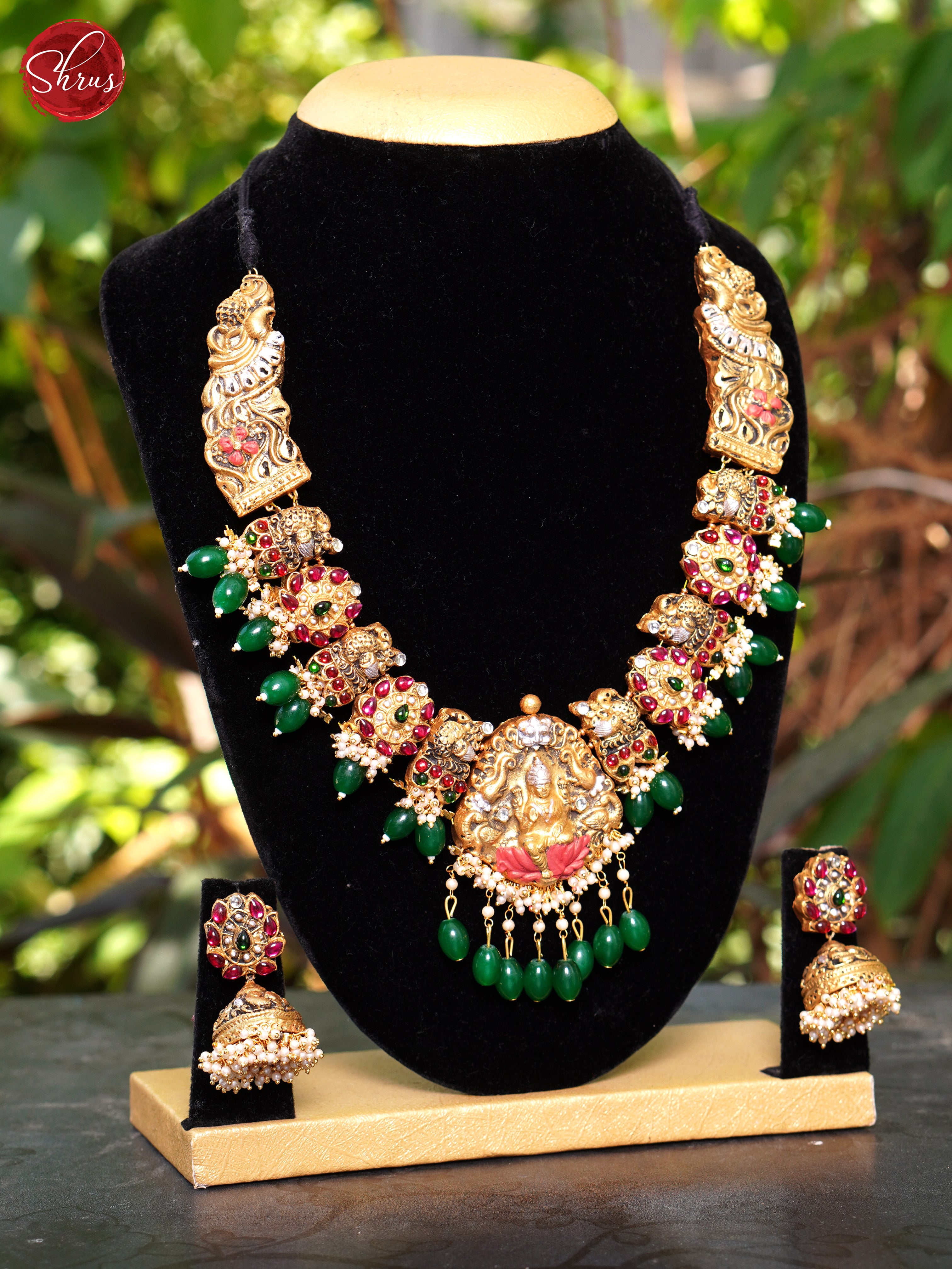 Traditional handmade terracotta necklace with jhumka  - Accessories - Shop on ShrusEternity.com