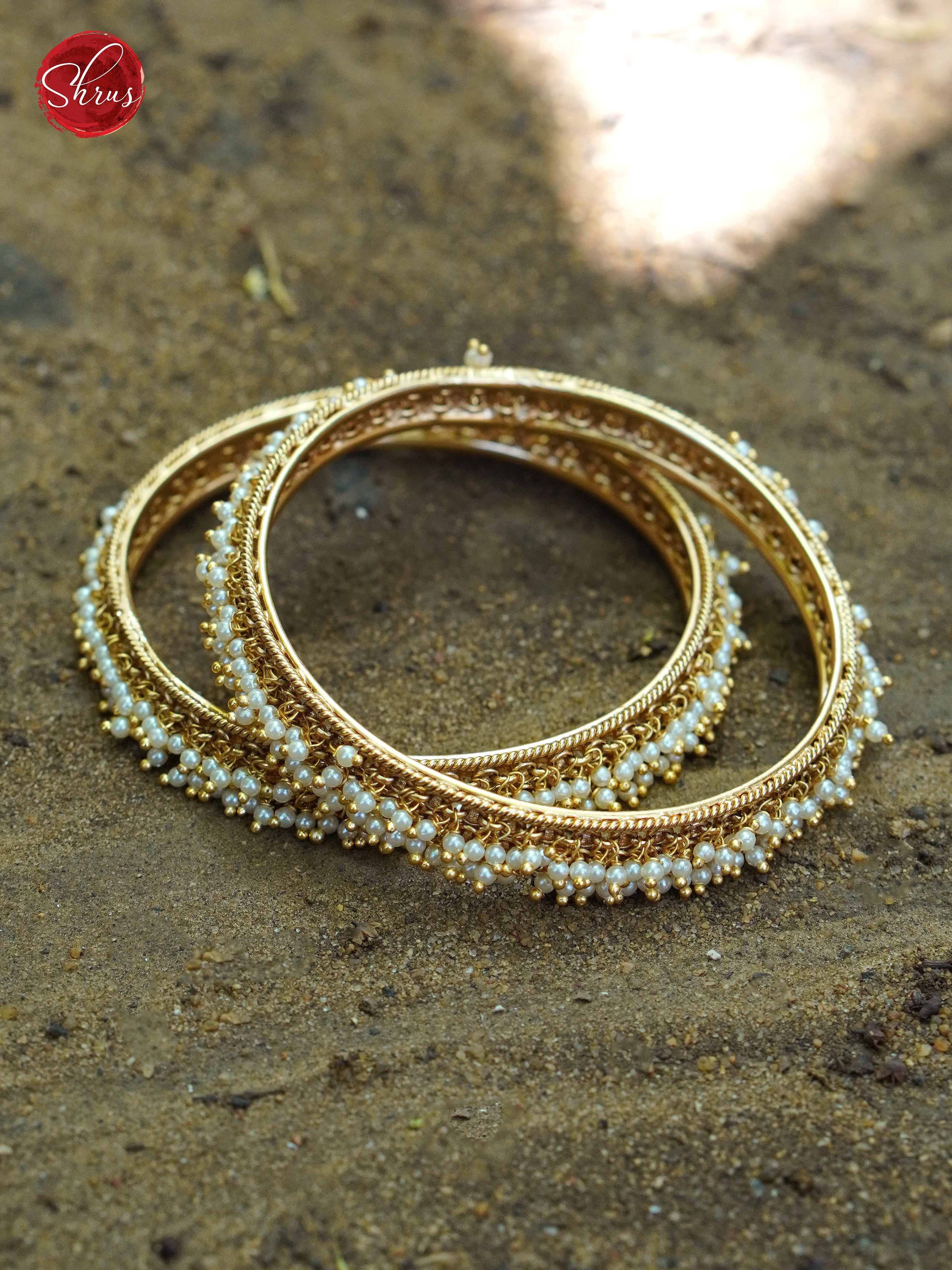 White Beads Bangles - Accessories