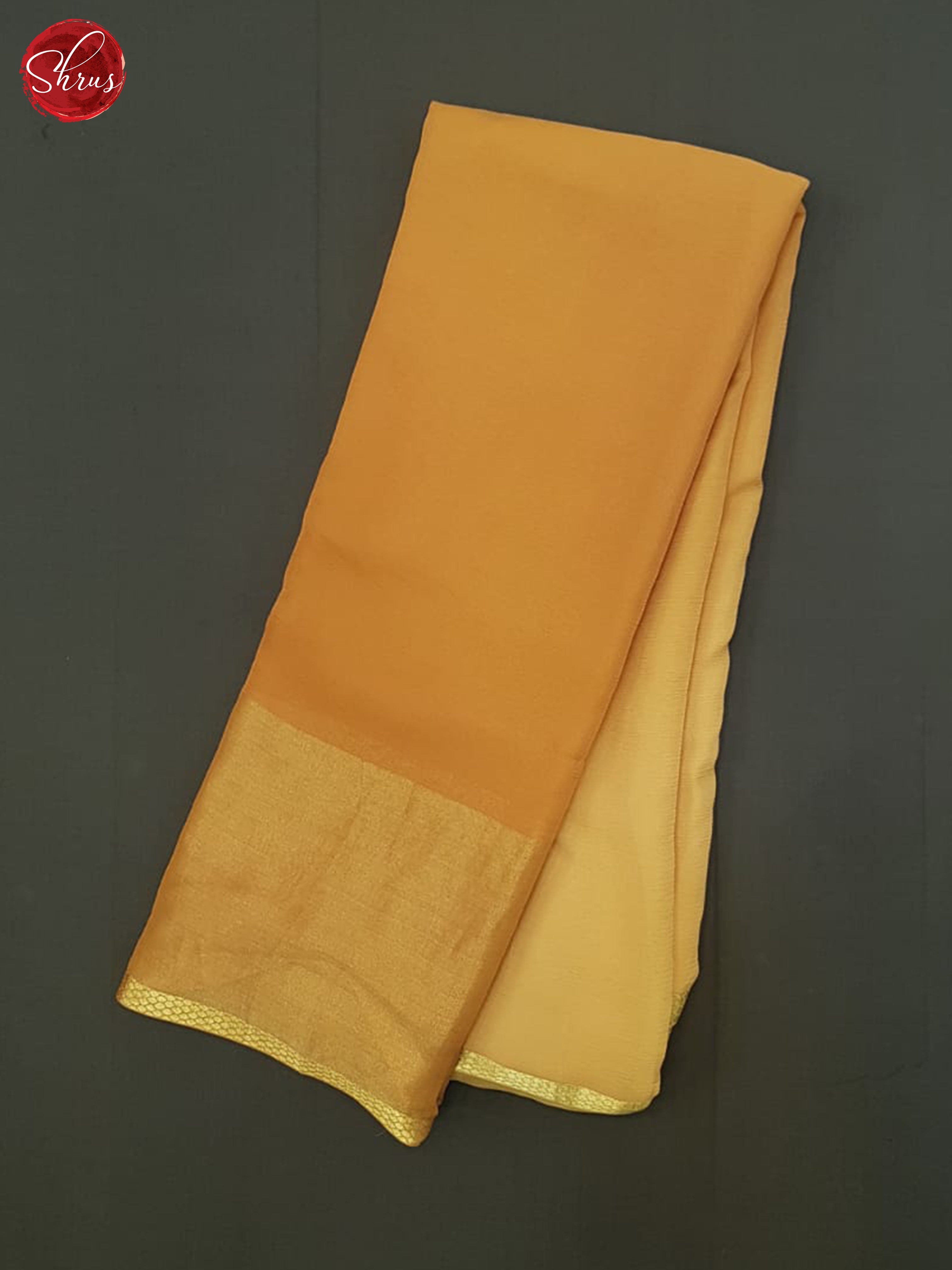 Light Orange (Single Tone) - Chiffon with plain Body & Gold zari Border - Shop on ShrusEternity.com