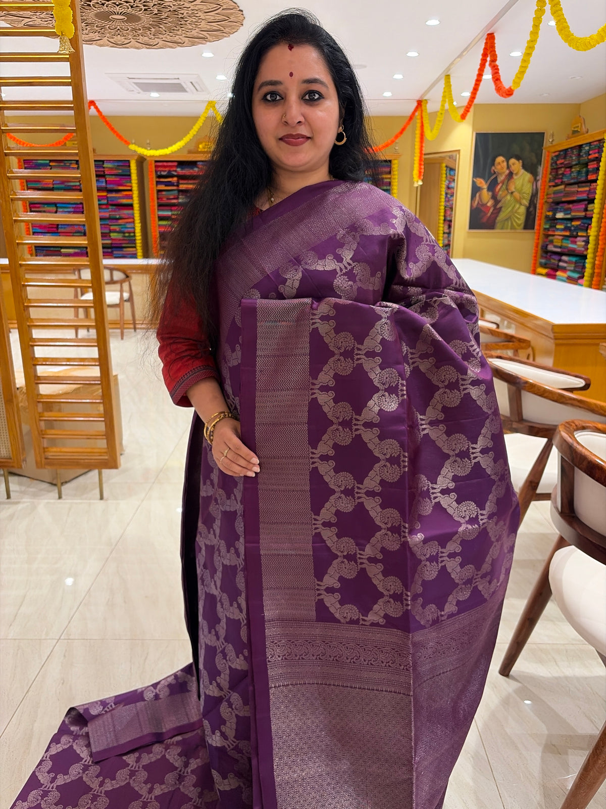 Deepan purplish wine Soft Silk Saree