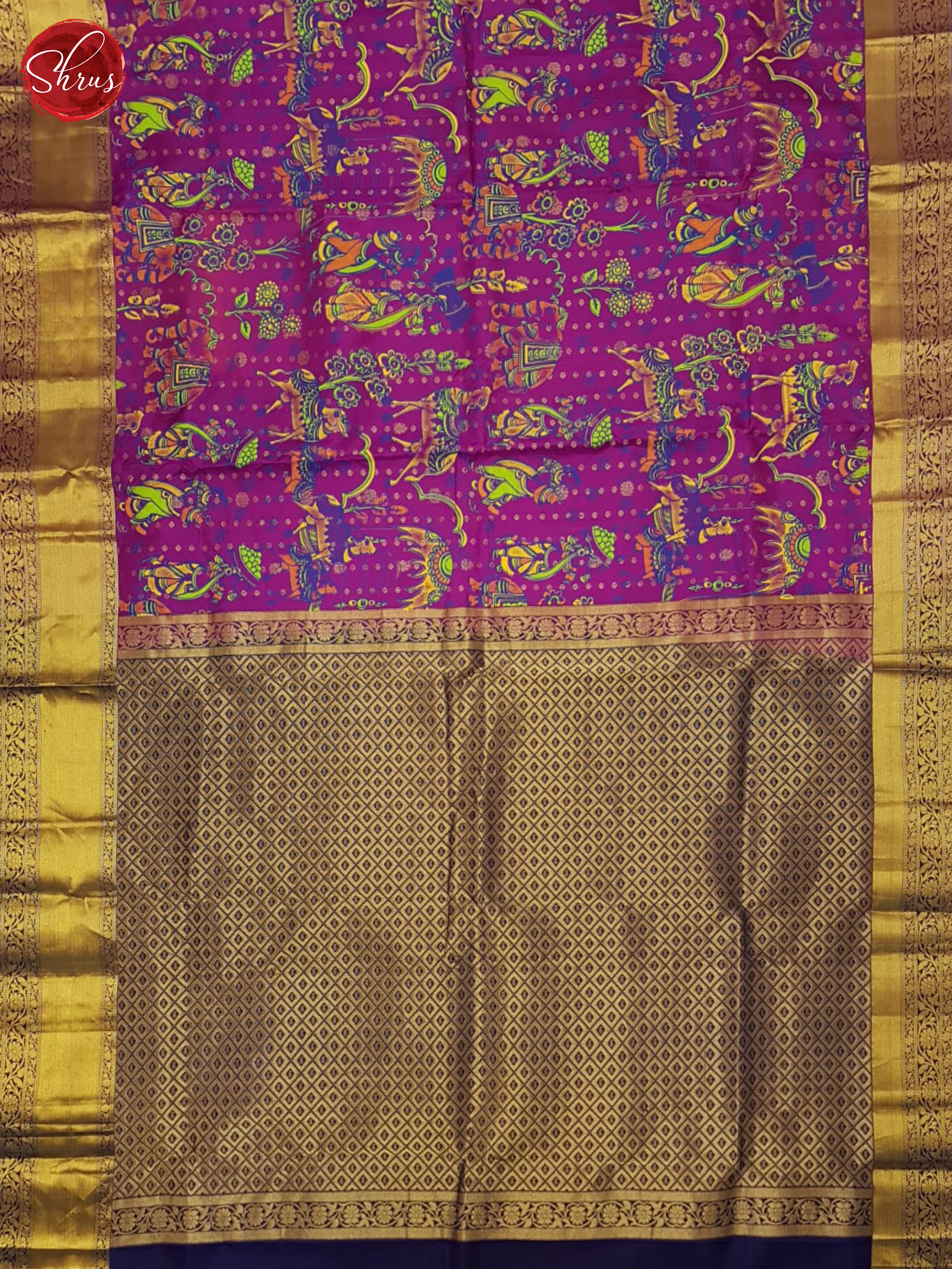 Purple & Blue - Soft Silk Saree - Shop on ShrusEternity.com