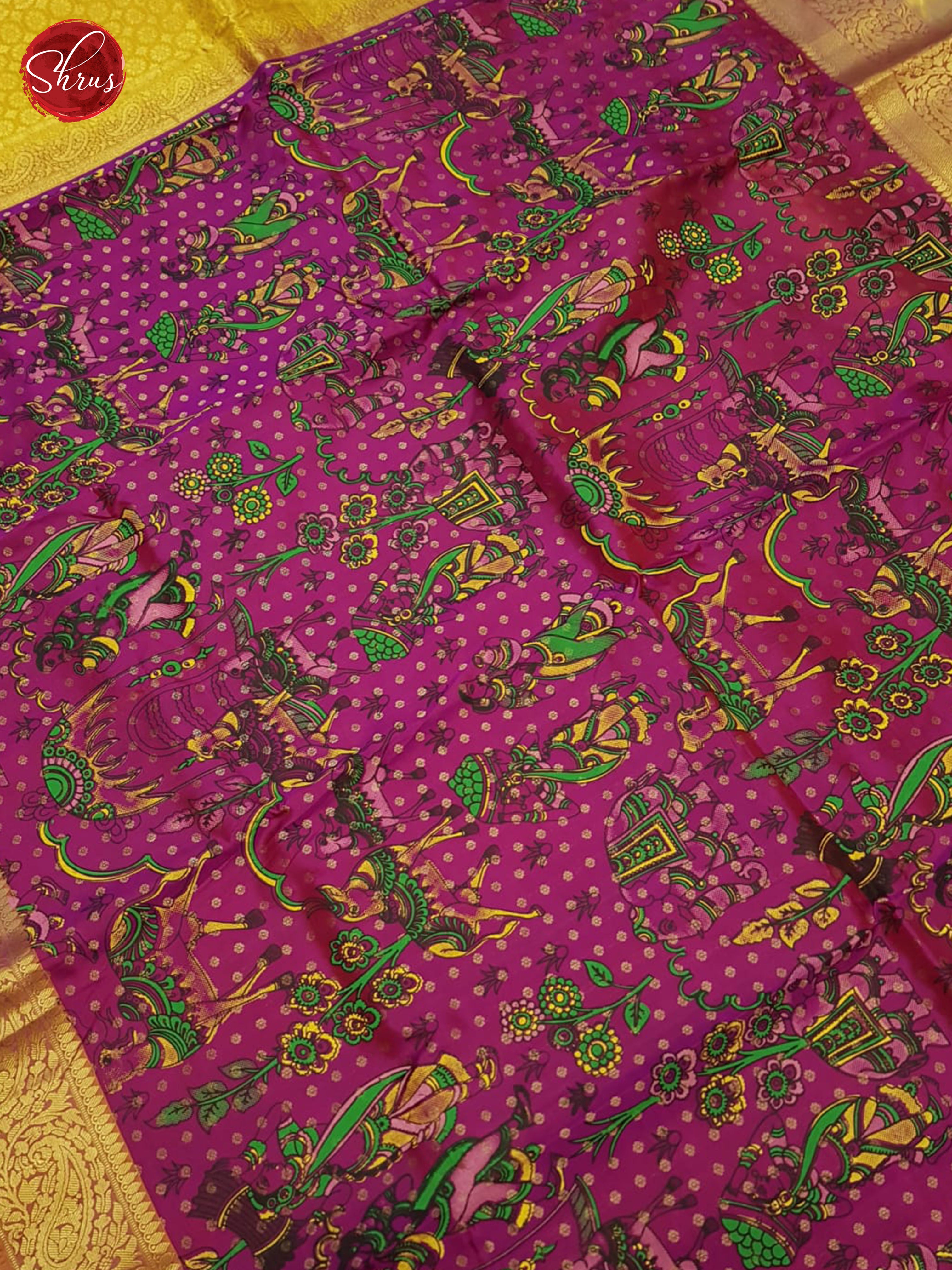 Pink & Mustard - Kanchipuram&nbsp; Silk Saree - Shop on ShrusEternity.com