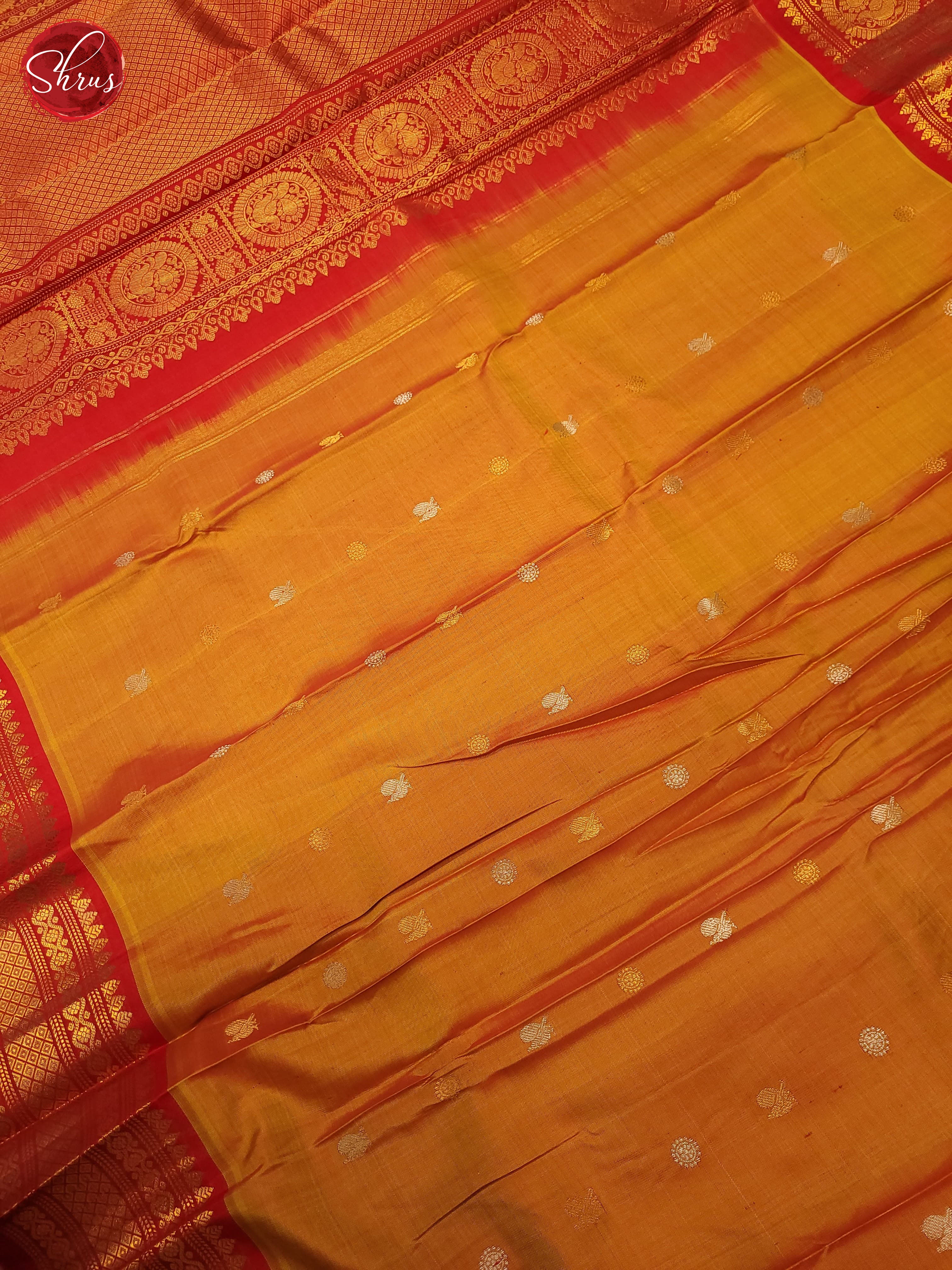 Mango Yellow & Red - Gadwal Silk - Shop on ShrusEternity.com
