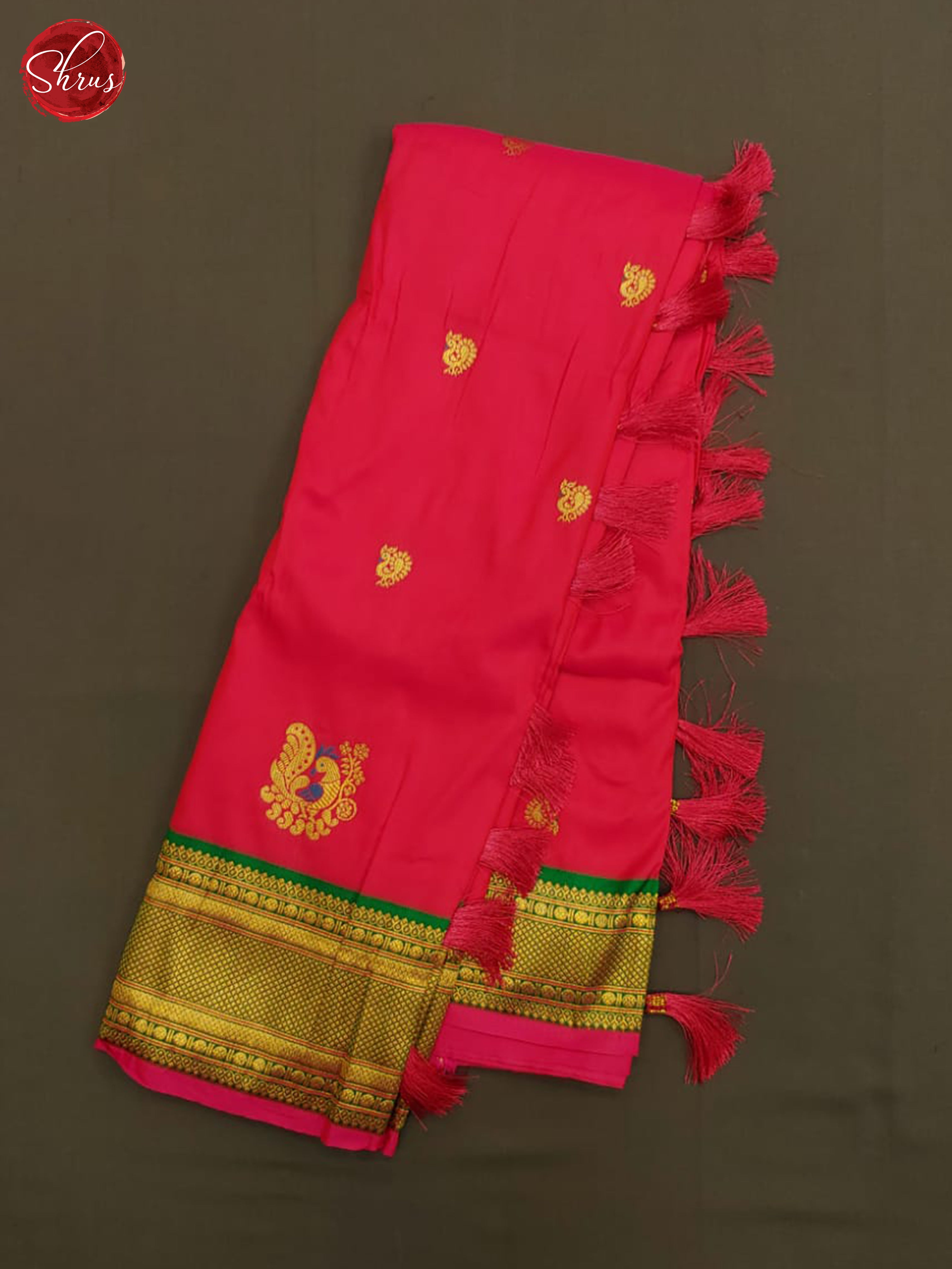 Pink & Green - Semi kanchipuram saree - Shop on ShrusEternity.com