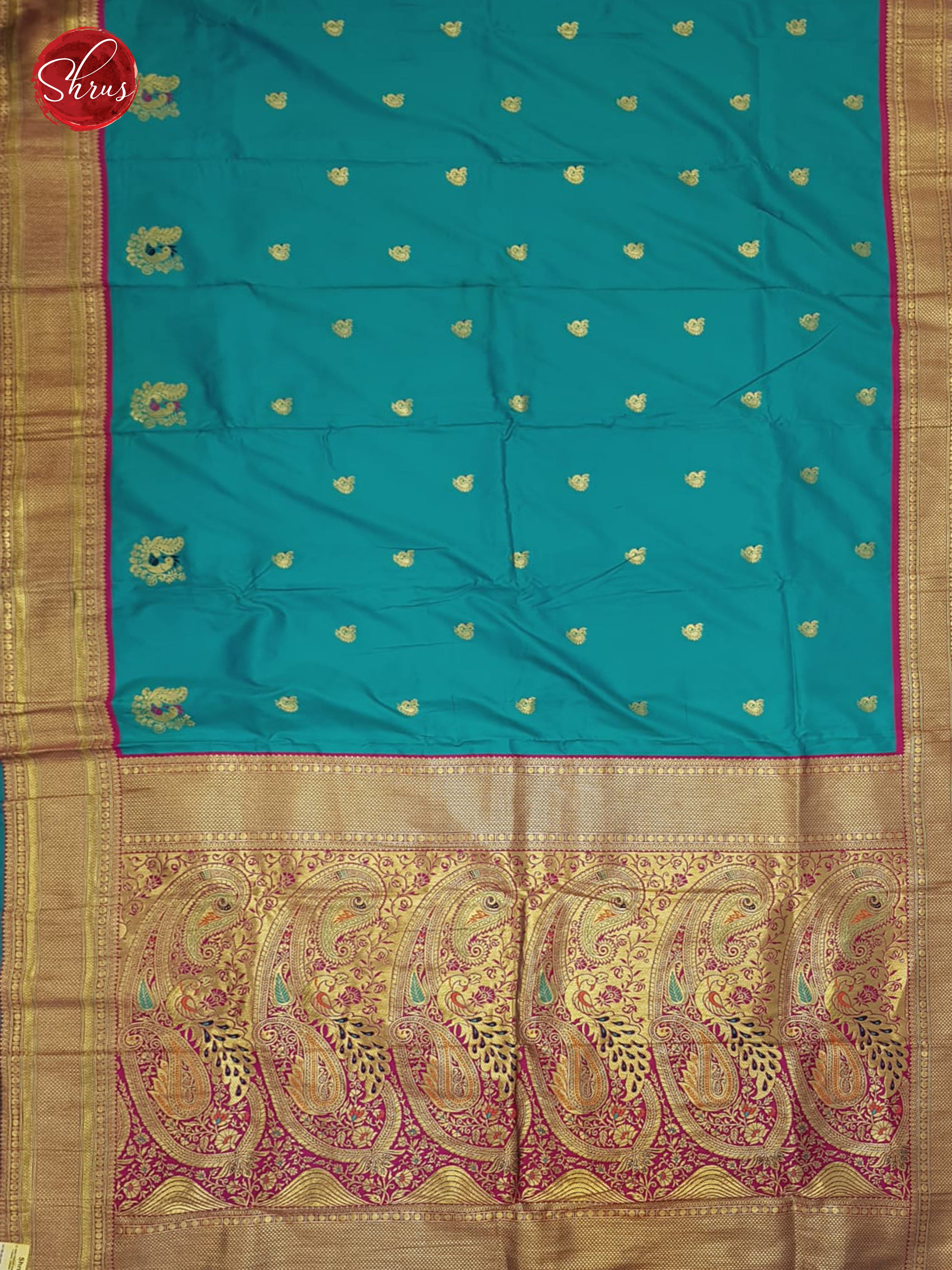 Blue & Pink - Semi kanchipuram saree - Shop on ShrusEternity.com