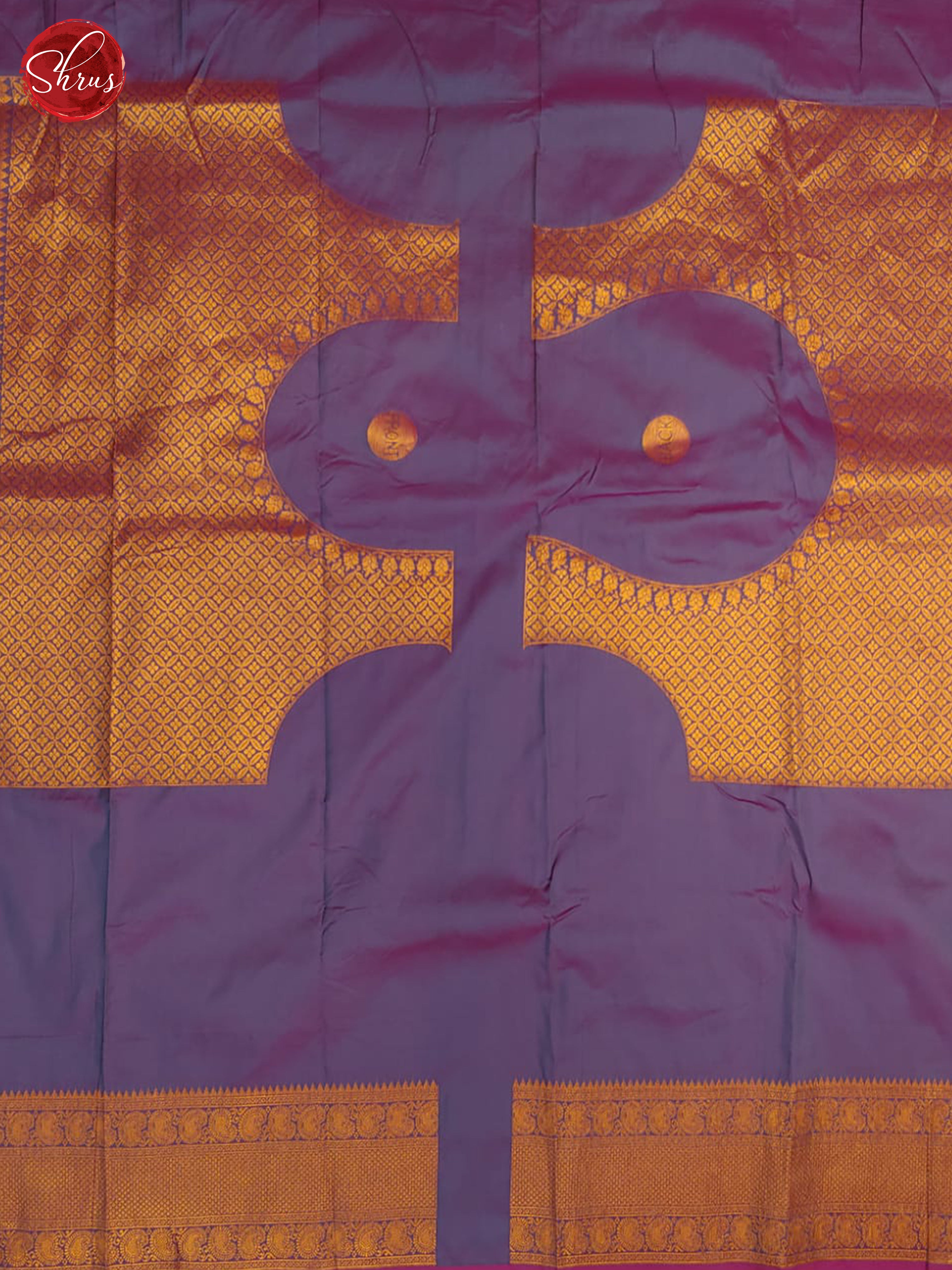 Orangish Pink & Purple  - Semi kanchipuram saree - Shop on ShrusEternity.com