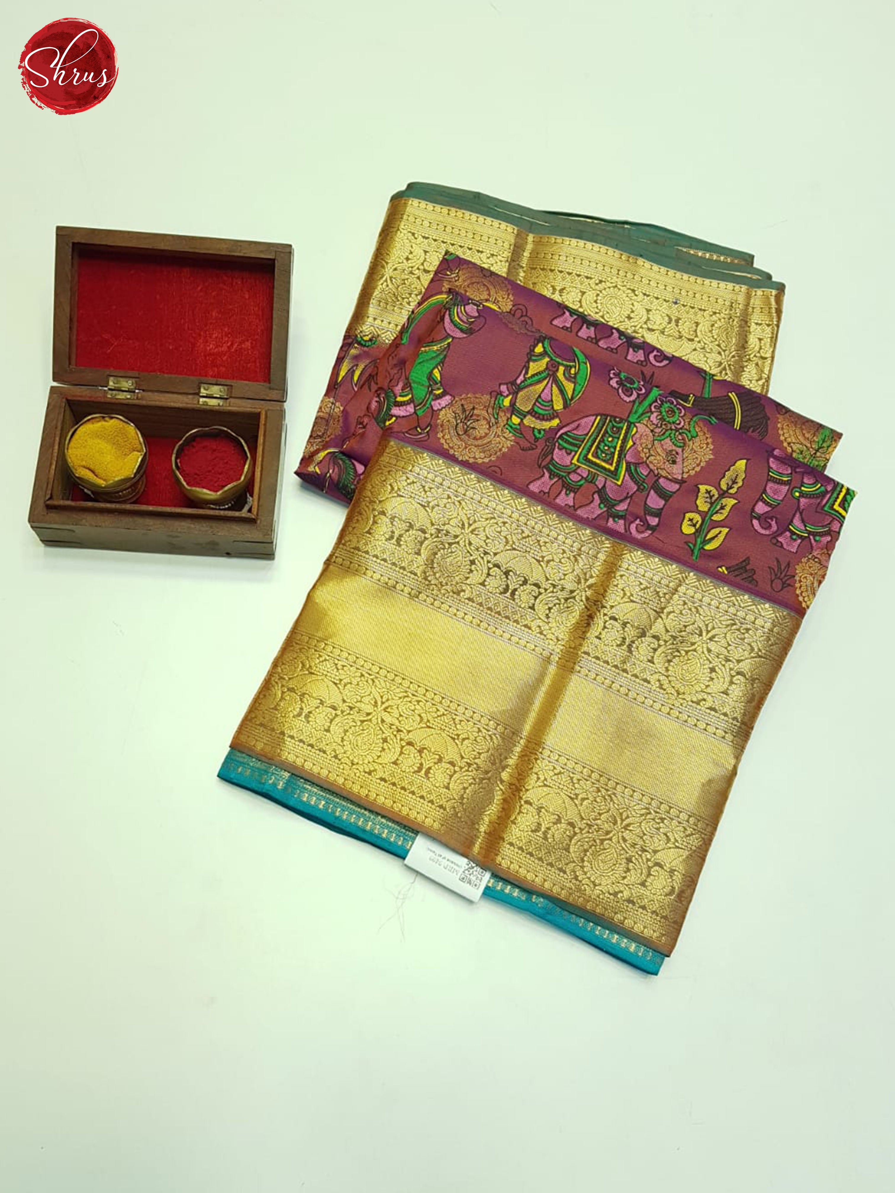 Maroon & Teal - Soft Silk with zari woven floral motifs on the body & Zari Border - Shop on ShrusEternity.com