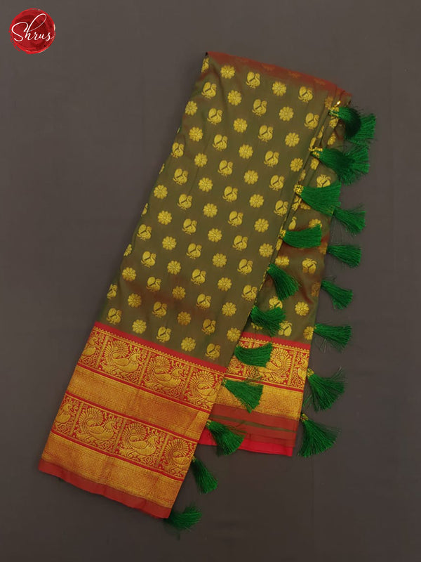 Green & Red- Semi kanchipuram saree - Shop on ShrusEternity.com
